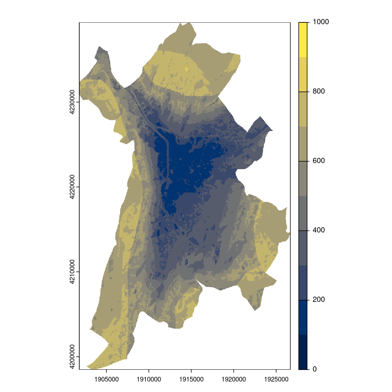 Projection des distributions potentielles contemporaine et futures jusqu'à l'horizon 2100 sous le scénario SSP5-8.5 (modèle d'ensemble, GCM IPSL).