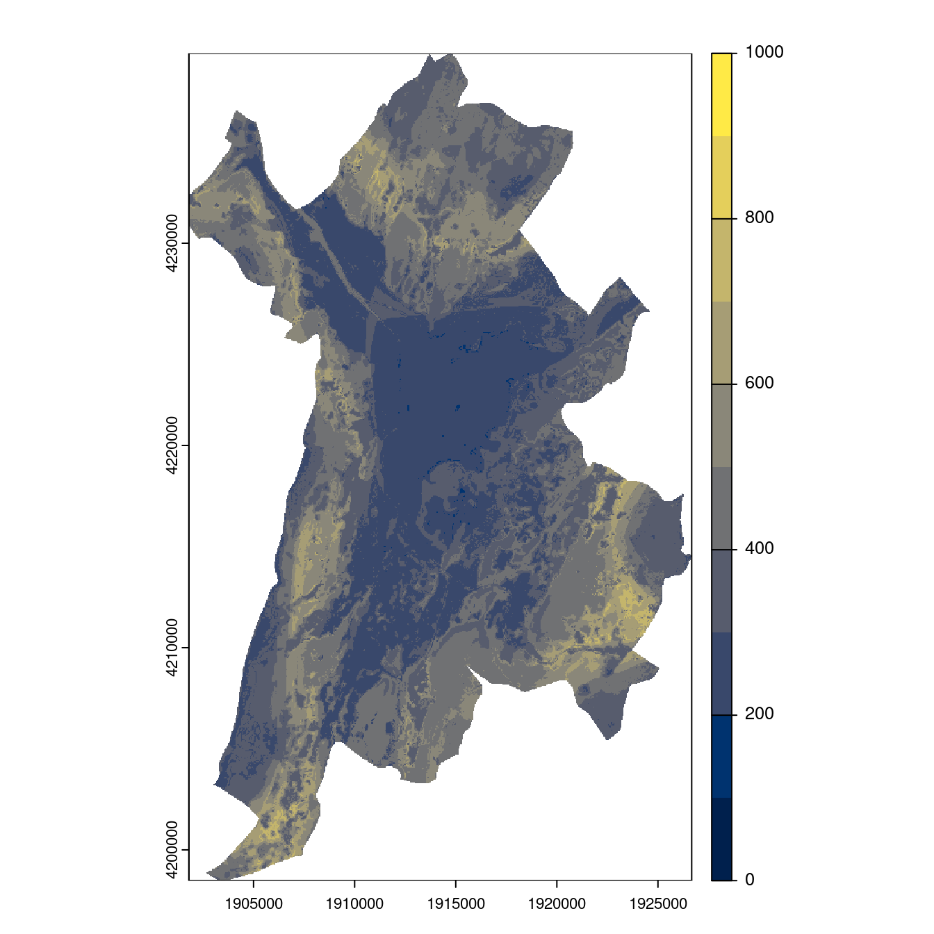 Projection des distributions potentielles contemporaine et futures jusqu'à l'horizon 2100 sous le scénario SSP5-8.5 (modèle d'ensemble, GCM IPSL).