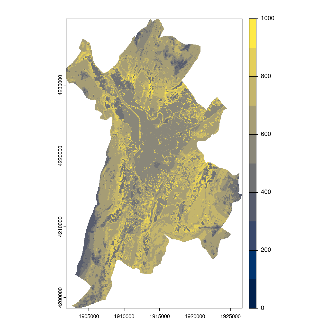 Projection des distributions potentielles contemporaine et futures jusqu'à l'horizon 2100 sous le scénario SSP5-8.5 (modèle d'ensemble, GCM IPSL).