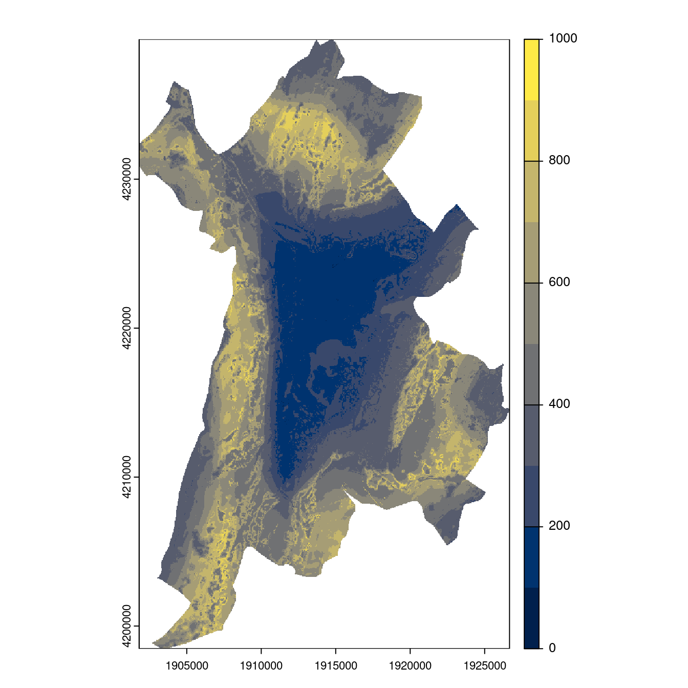 Projection des distributions potentielles contemporaine et futures jusqu'à l'horizon 2100 sous le scénario SSP5-8.5 (modèle d'ensemble, GCM IPSL).