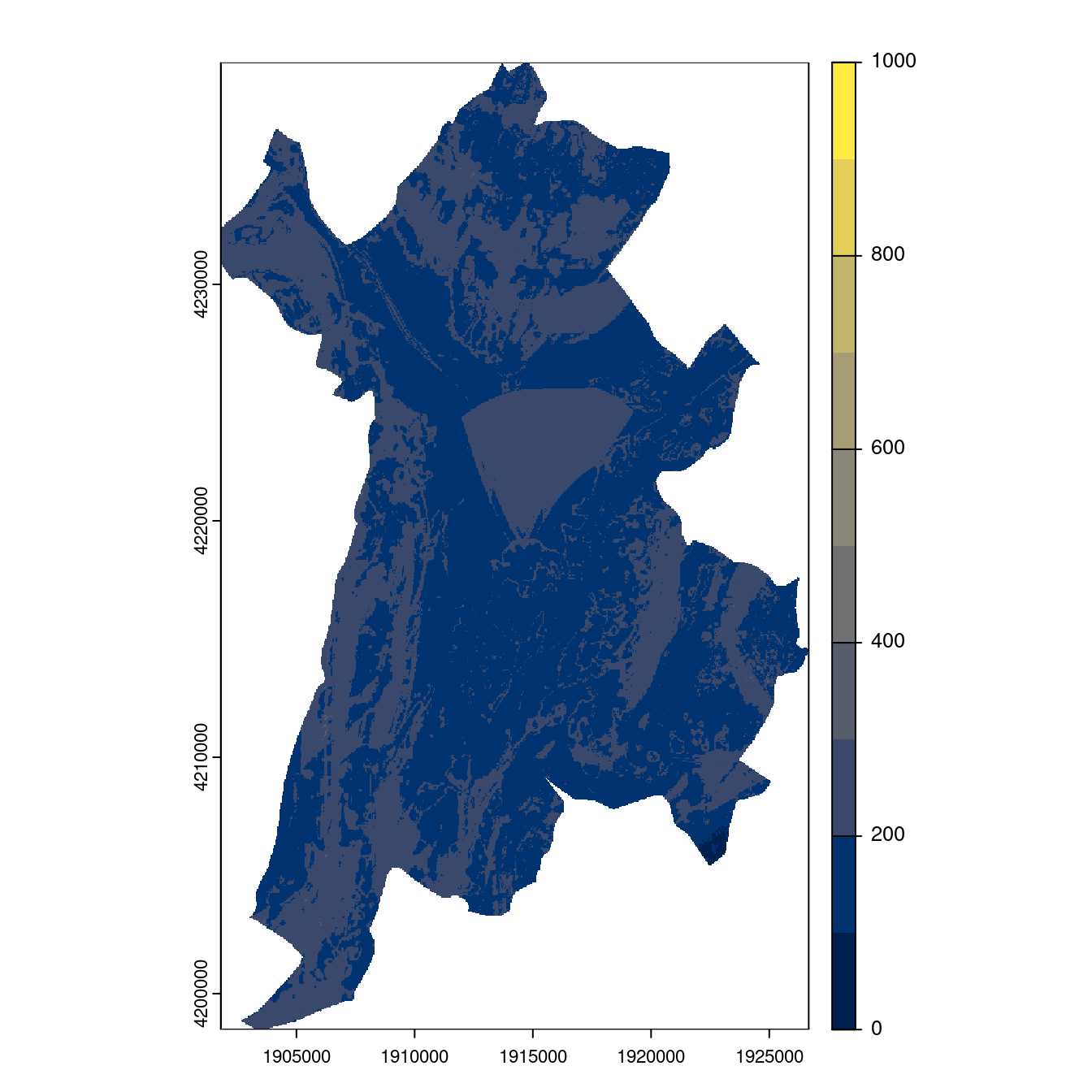 Projection des distributions potentielles contemporaine et futures jusqu'à l'horizon 2100 sous le scénario SSP5-8.5 (modèle d'ensemble, GCM IPSL).