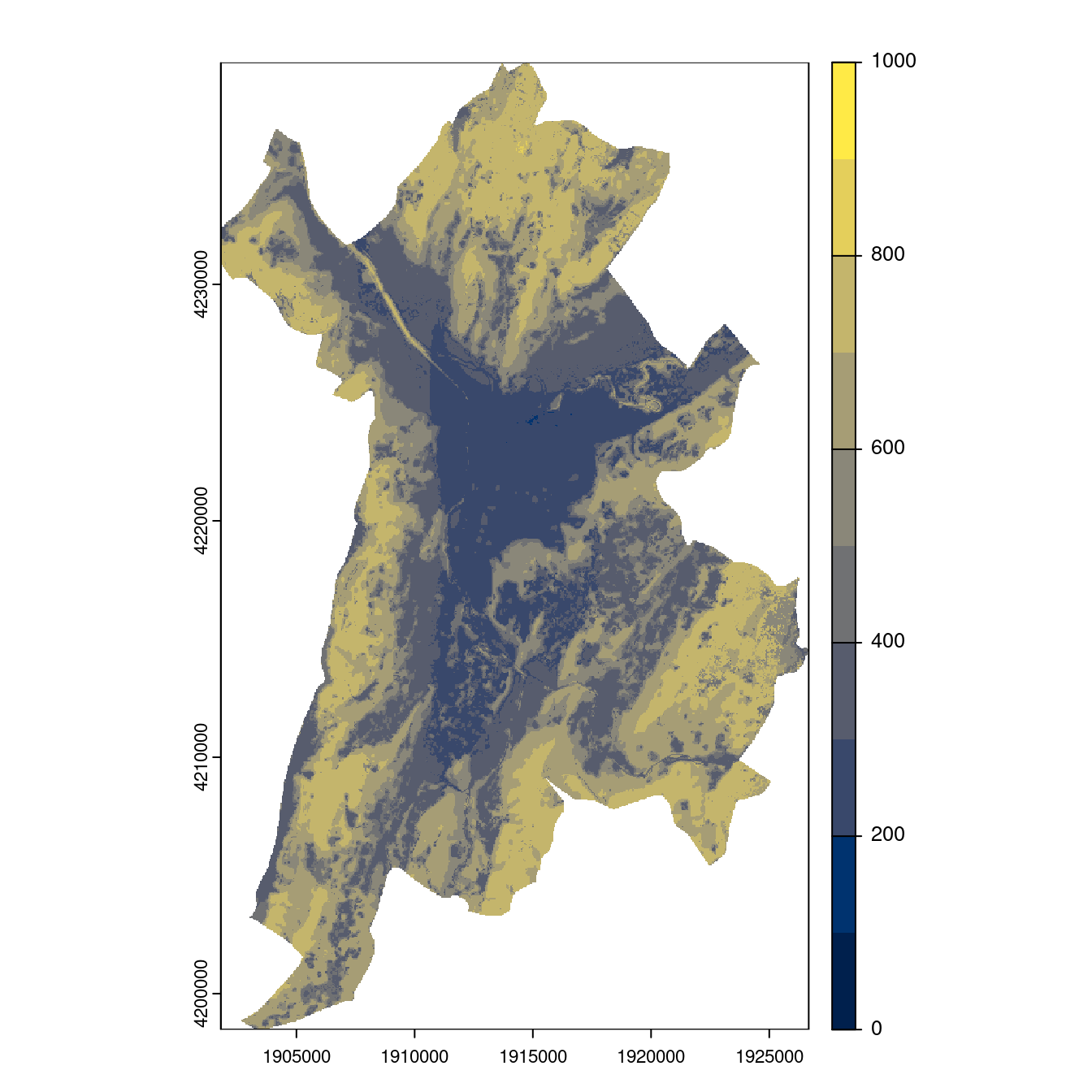 Projection des distributions potentielles contemporaine et futures jusqu'à l'horizon 2100 sous le scénario SSP5-8.5 (modèle d'ensemble, GCM IPSL).