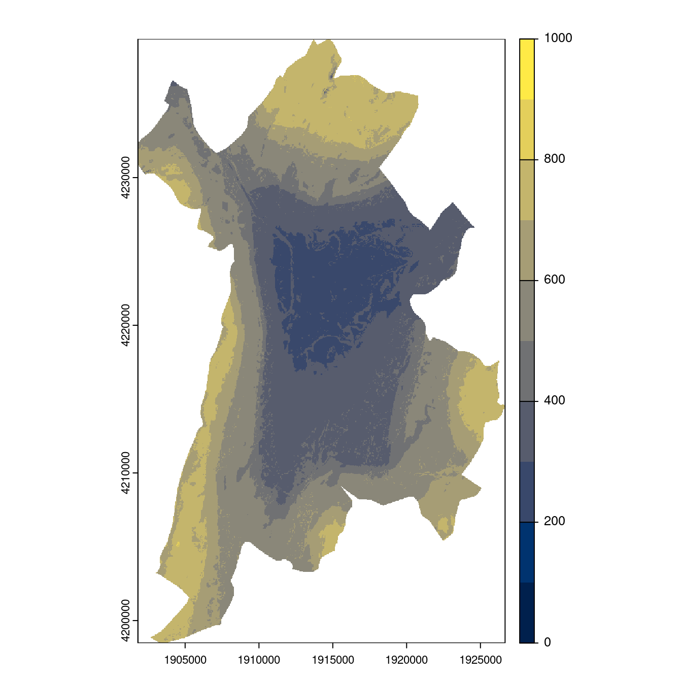 Projection des distributions potentielles contemporaine et futures jusqu'à l'horizon 2100 sous le scénario SSP5-8.5 (modèle d'ensemble, GCM IPSL).