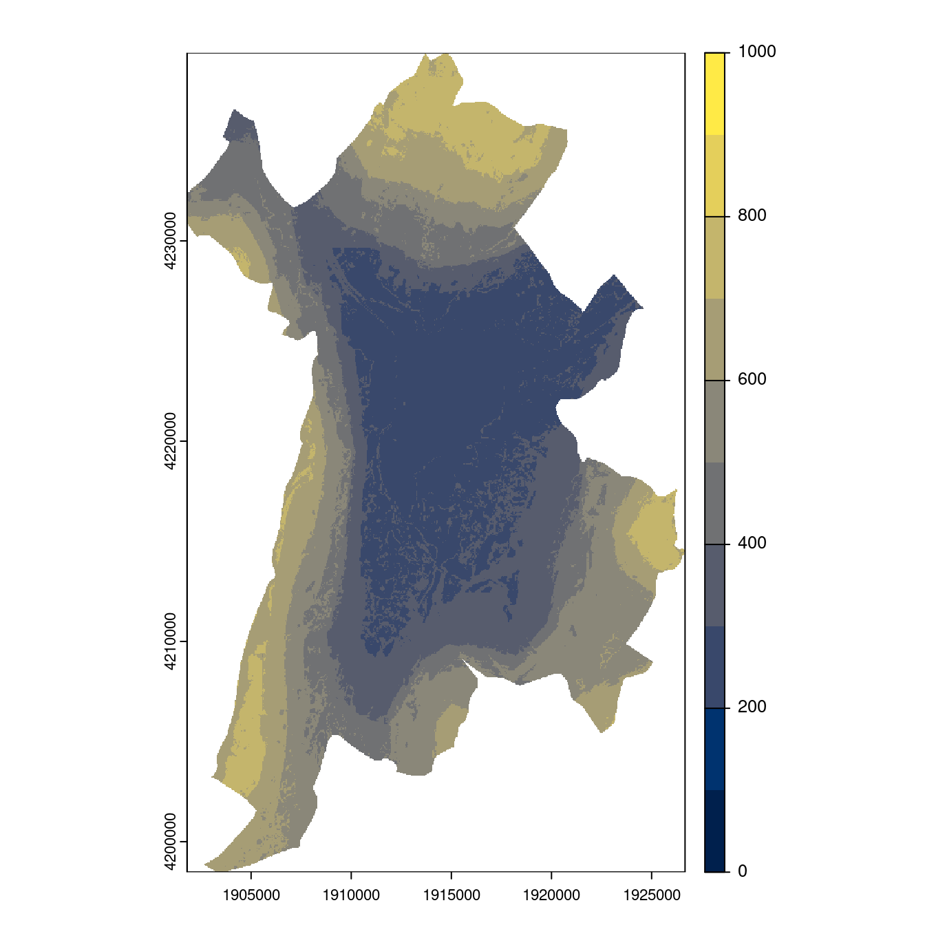 Projection des distributions potentielles contemporaine et futures jusqu'à l'horizon 2100 sous le scénario SSP5-8.5 (modèle d'ensemble, GCM IPSL).