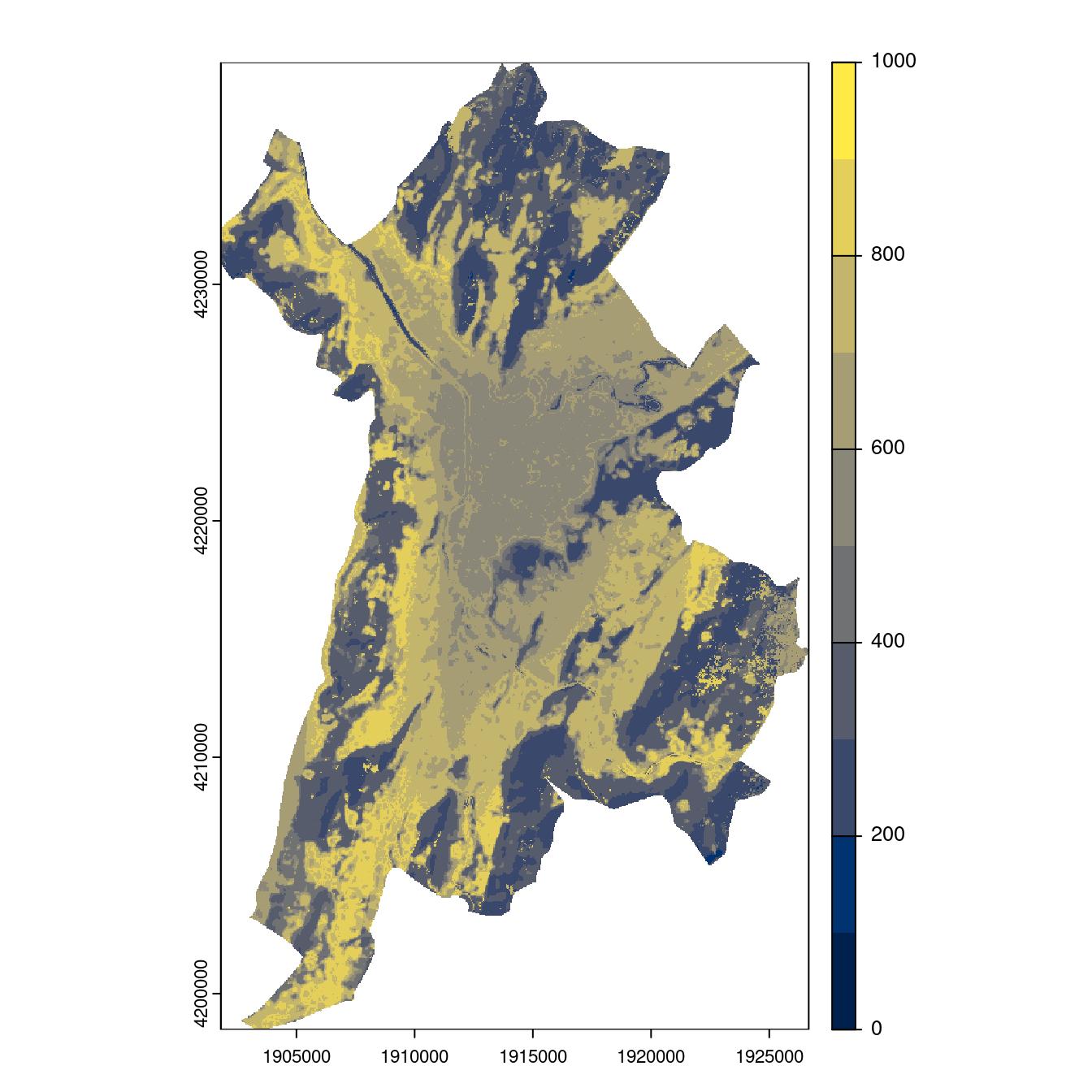 Projection des distributions potentielles contemporaine et futures jusqu'à l'horizon 2100 sous le scénario SSP5-8.5 (modèle d'ensemble, GCM IPSL).