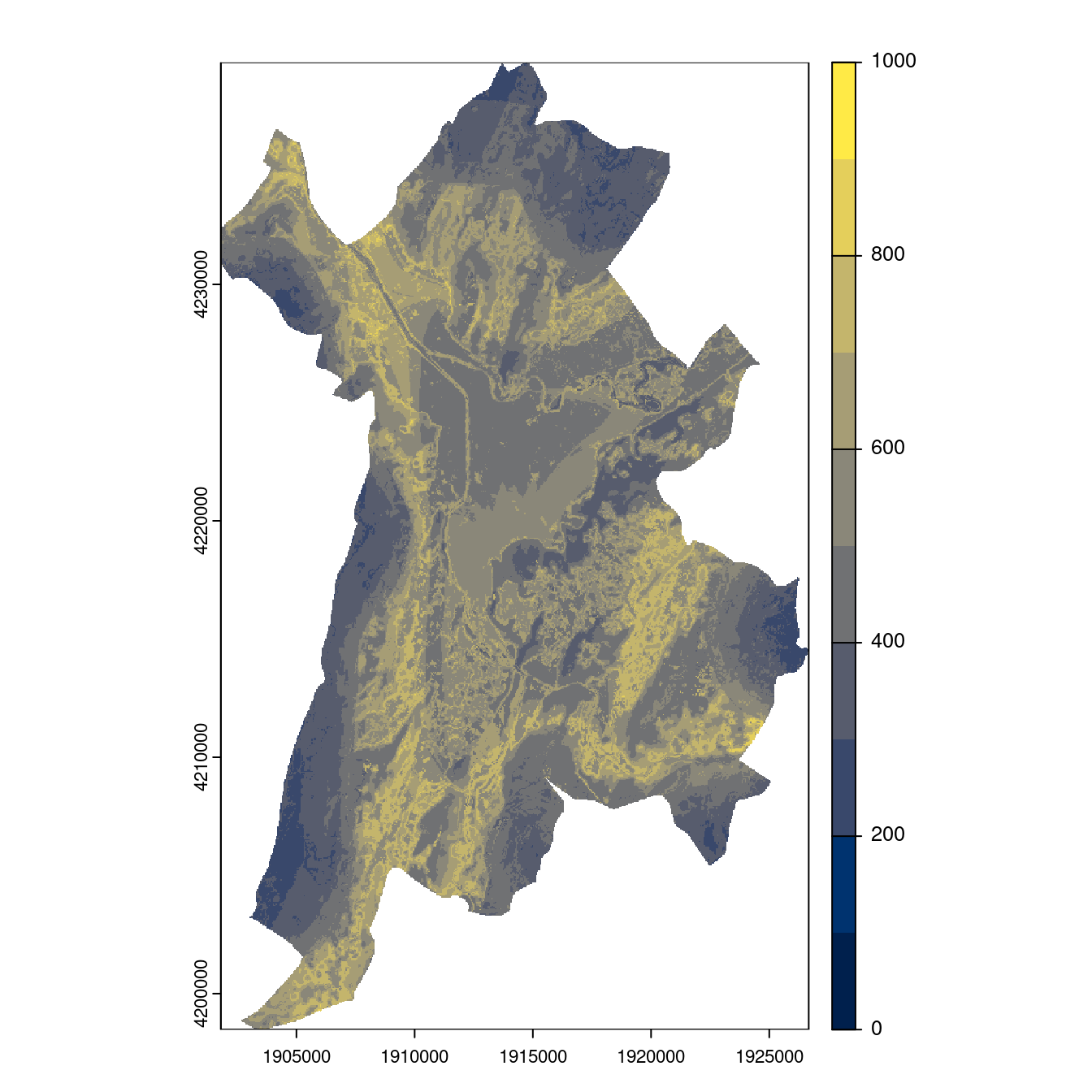 Projection des distributions potentielles contemporaine et futures jusqu'à l'horizon 2100 sous le scénario SSP5-8.5 (modèle d'ensemble, GCM IPSL).
