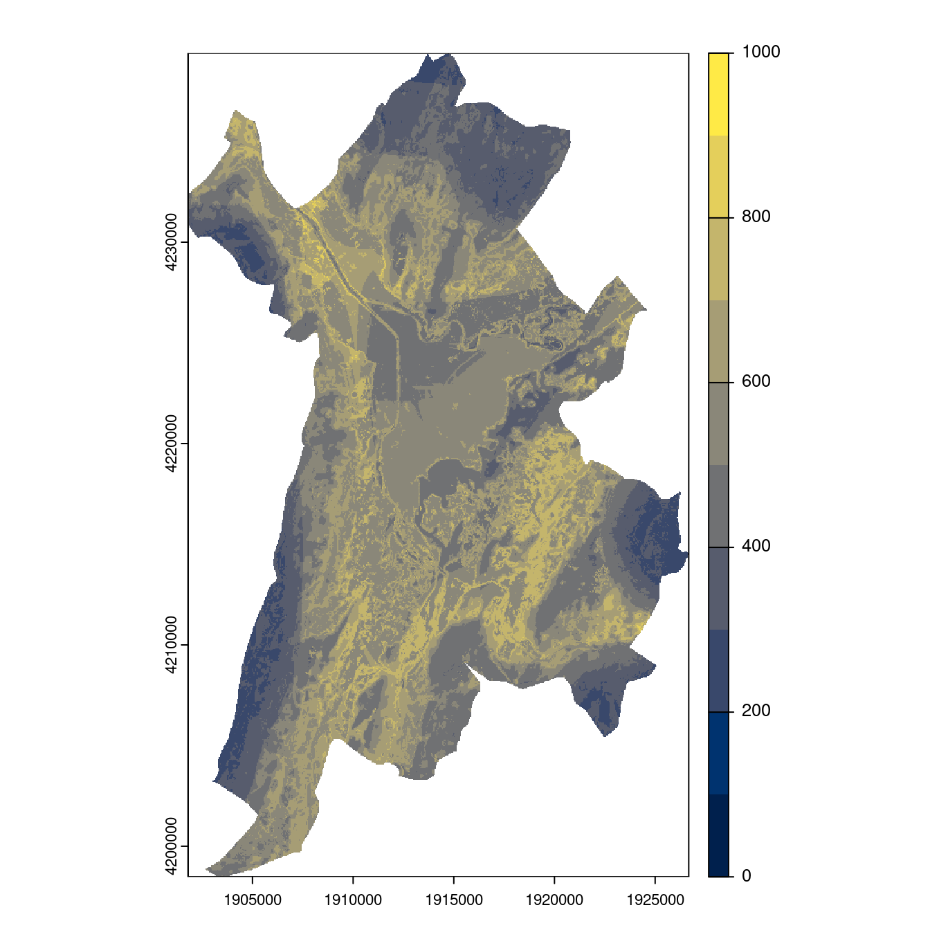 Projection des distributions potentielles contemporaine et futures jusqu'à l'horizon 2100 sous le scénario SSP5-8.5 (modèle d'ensemble, GCM IPSL).