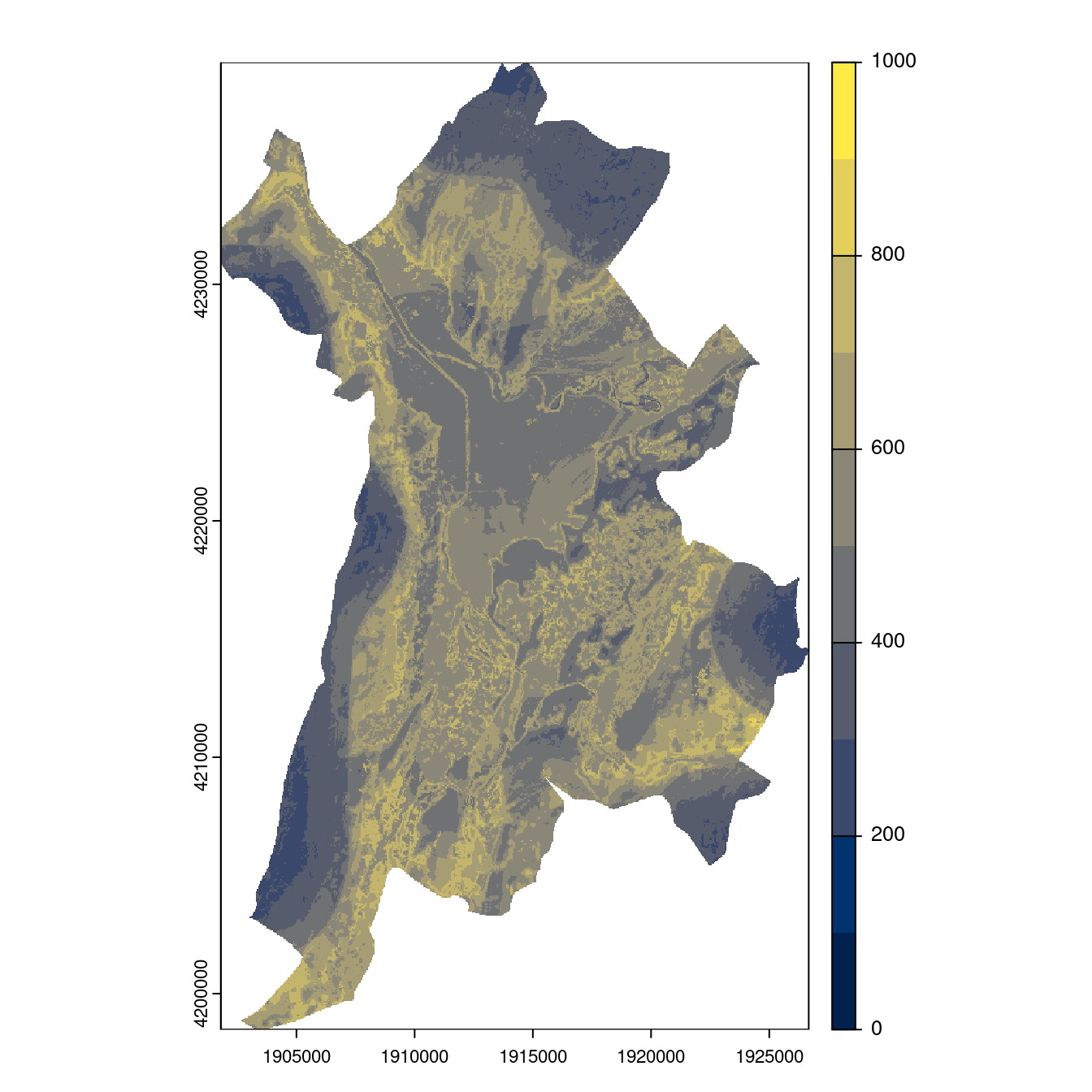 Projection des distributions potentielles contemporaine et futures jusqu'à l'horizon 2100 sous le scénario SSP5-8.5 (modèle d'ensemble, GCM IPSL).
