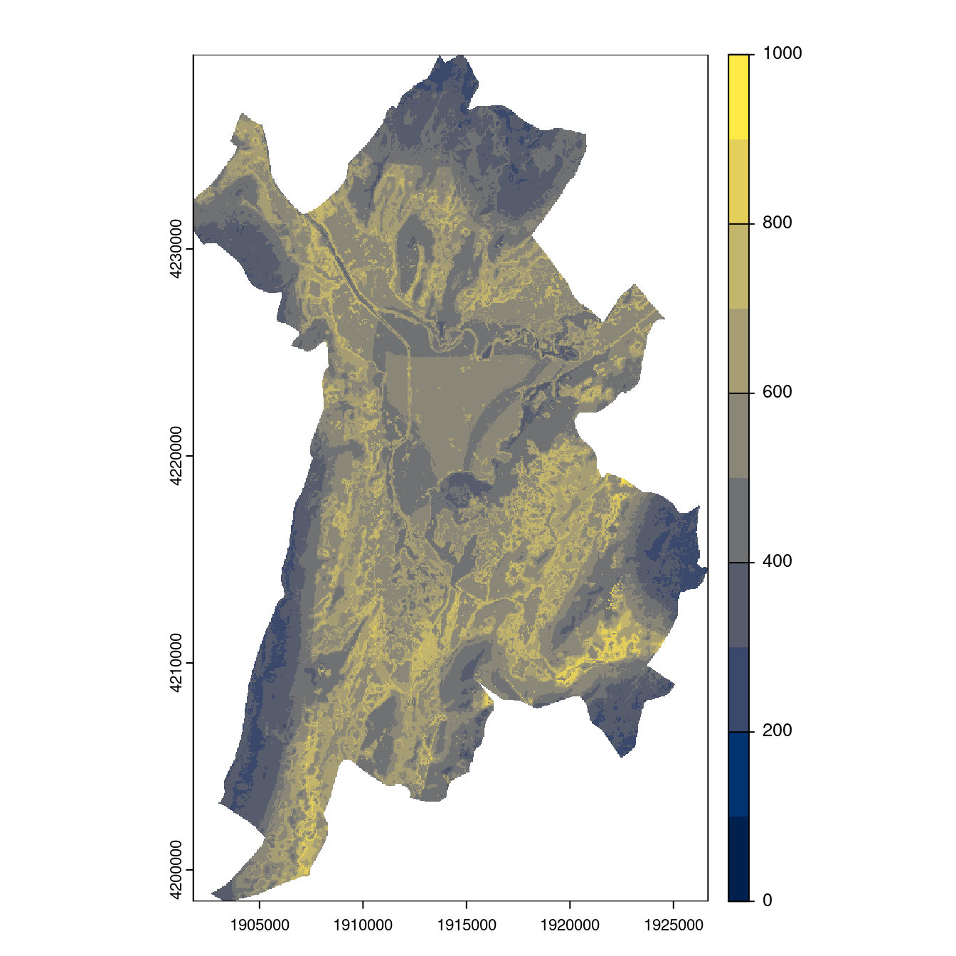 Projection des distributions potentielles contemporaine et futures jusqu'à l'horizon 2100 sous le scénario SSP5-8.5 (modèle d'ensemble, GCM IPSL).