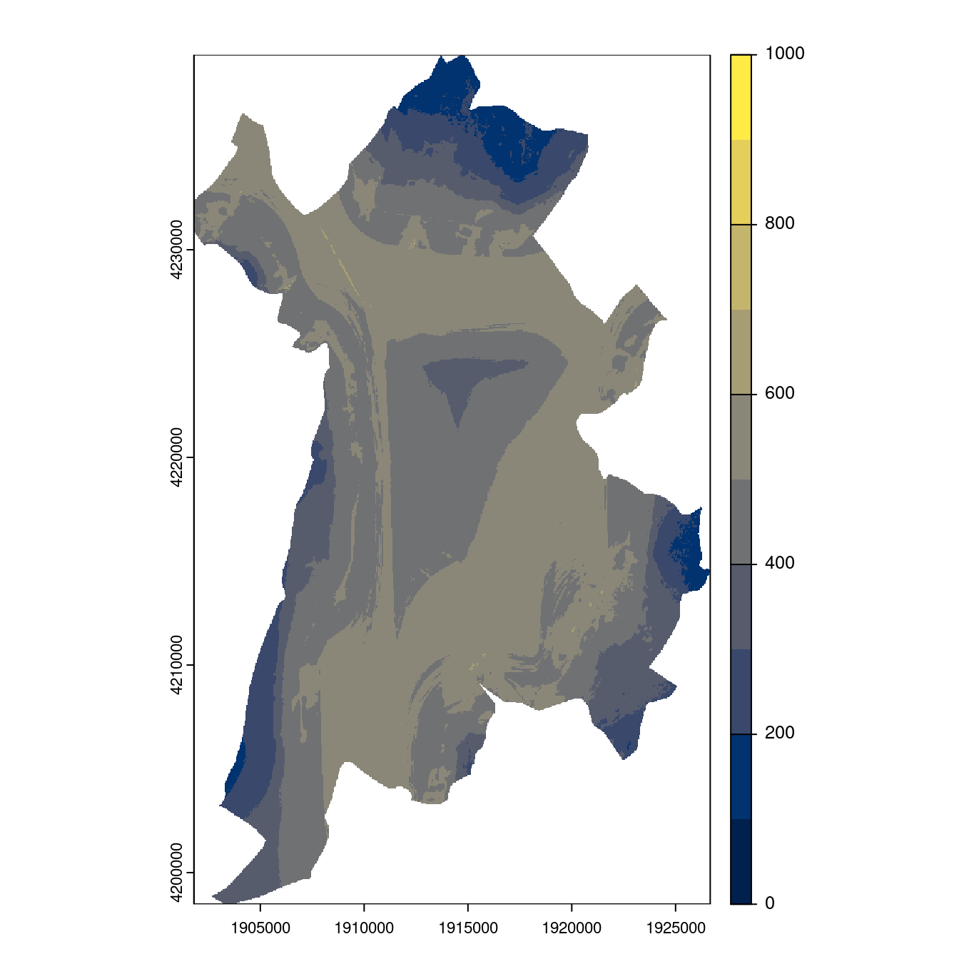 Projection des distributions potentielles contemporaine et futures jusqu'à l'horizon 2100 sous le scénario SSP5-8.5 (modèle d'ensemble, GCM IPSL).