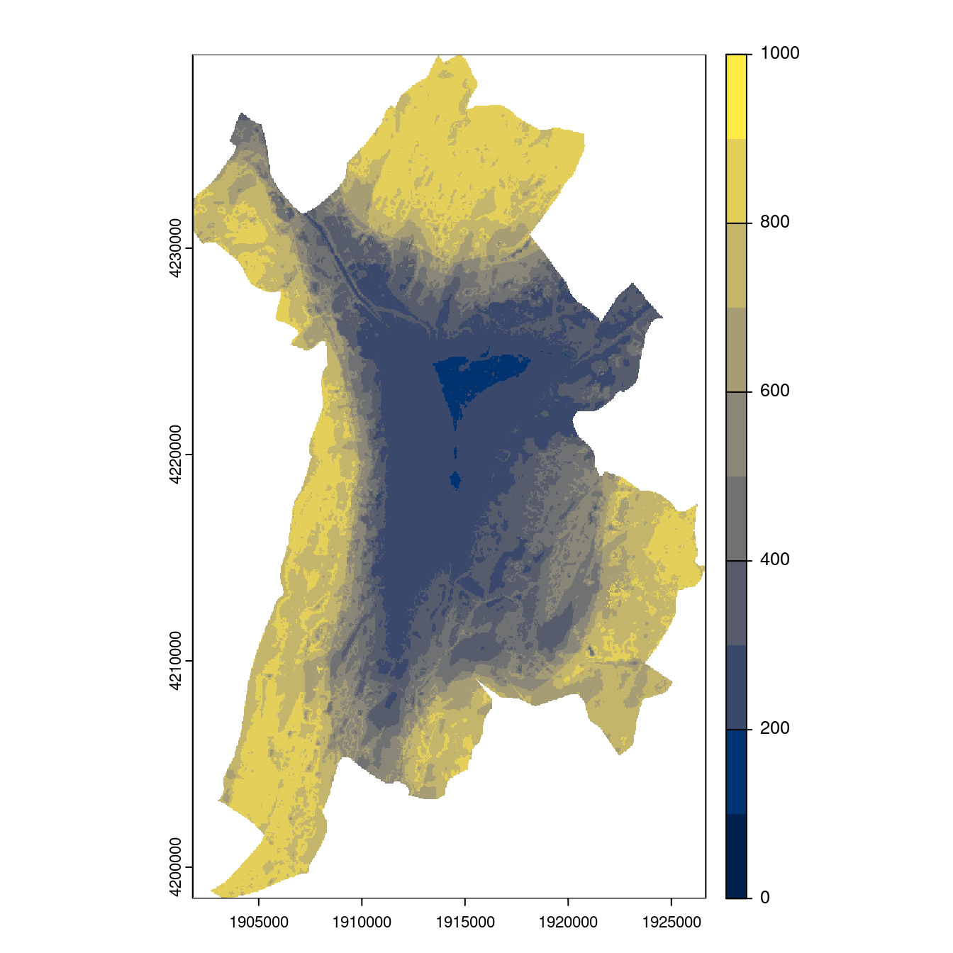 Projection des distributions potentielles contemporaine et futures jusqu'à l'horizon 2100 sous le scénario SSP5-8.5 (modèle d'ensemble, GCM IPSL).