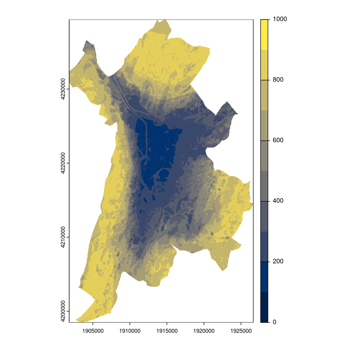 Projection des distributions potentielles contemporaine et futures jusqu'à l'horizon 2100 sous le scénario SSP5-8.5 (modèle d'ensemble, GCM IPSL).