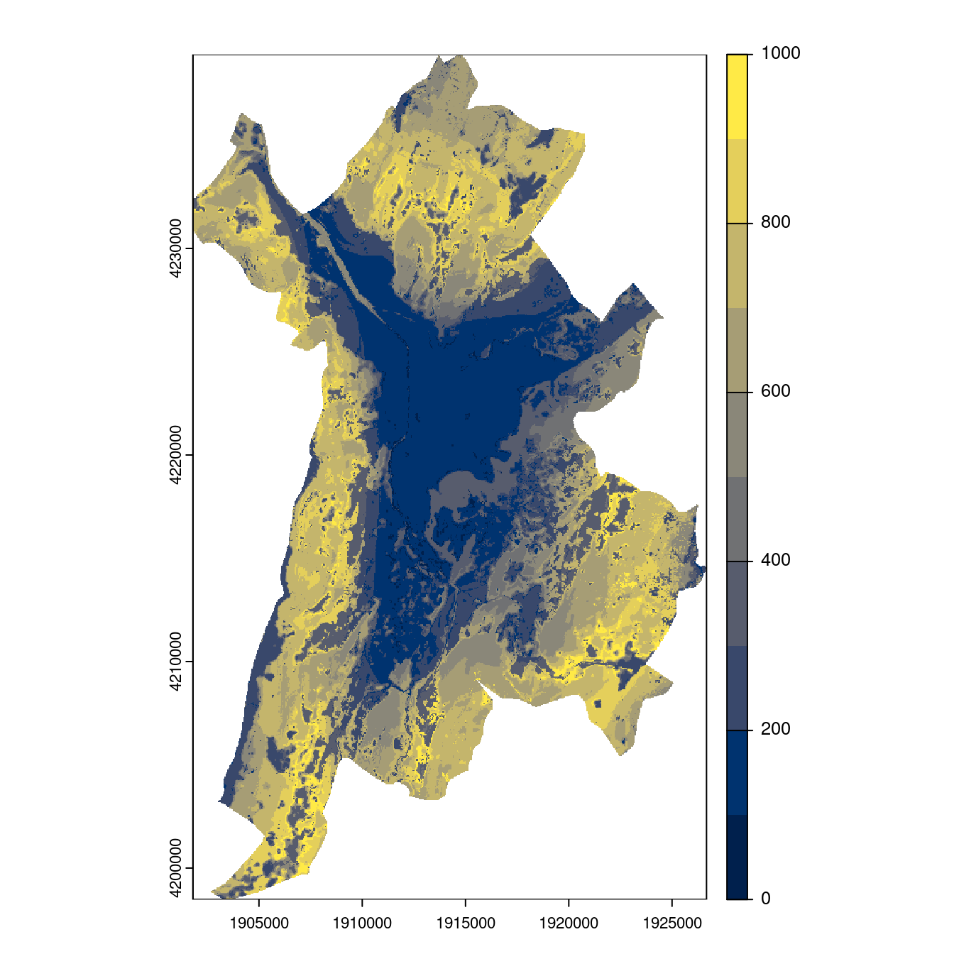 Projection des distributions potentielles contemporaine et futures jusqu'à l'horizon 2100 sous le scénario SSP5-8.5 (modèle d'ensemble, GCM IPSL).
