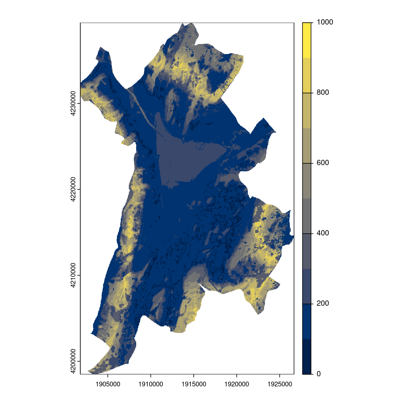 Projection des distributions potentielles contemporaine et futures jusqu'à l'horizon 2100 sous le scénario SSP5-8.5 (modèle d'ensemble, GCM IPSL).