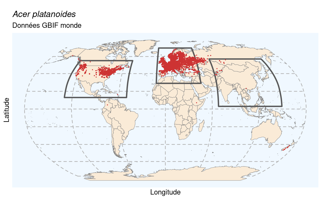 Occurrences de Acer platanoides dans le monde.