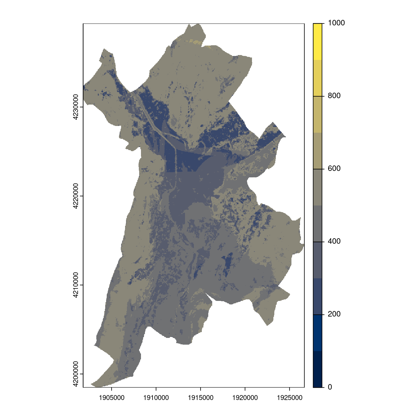 Projection des distributions potentielles contemporaine et futures jusqu'à l'horizon 2100 sous le scénario SSP5-8.5 (modèle d'ensemble, GCM IPSL).