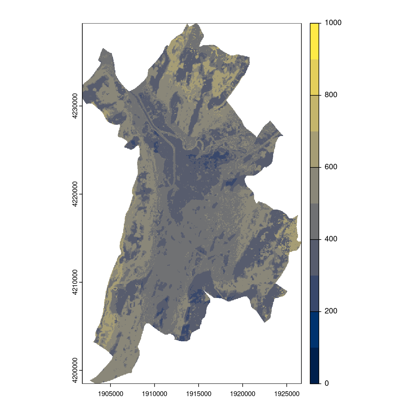Projection des distributions potentielles contemporaine et futures jusqu'à l'horizon 2100 sous le scénario SSP5-8.5 (modèle d'ensemble, GCM IPSL).