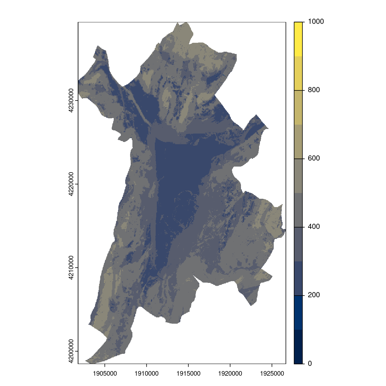 Projection des distributions potentielles contemporaine et futures jusqu'à l'horizon 2100 sous le scénario SSP5-8.5 (modèle d'ensemble, GCM IPSL).