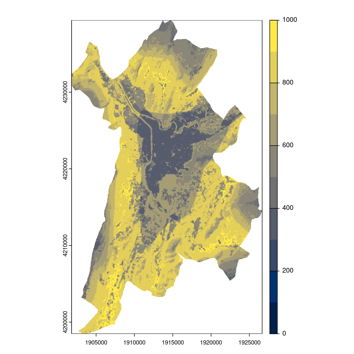Projection des distributions potentielles contemporaine et futures jusqu'à l'horizon 2100 sous le scénario SSP5-8.5 (modèle d'ensemble, GCM IPSL).
