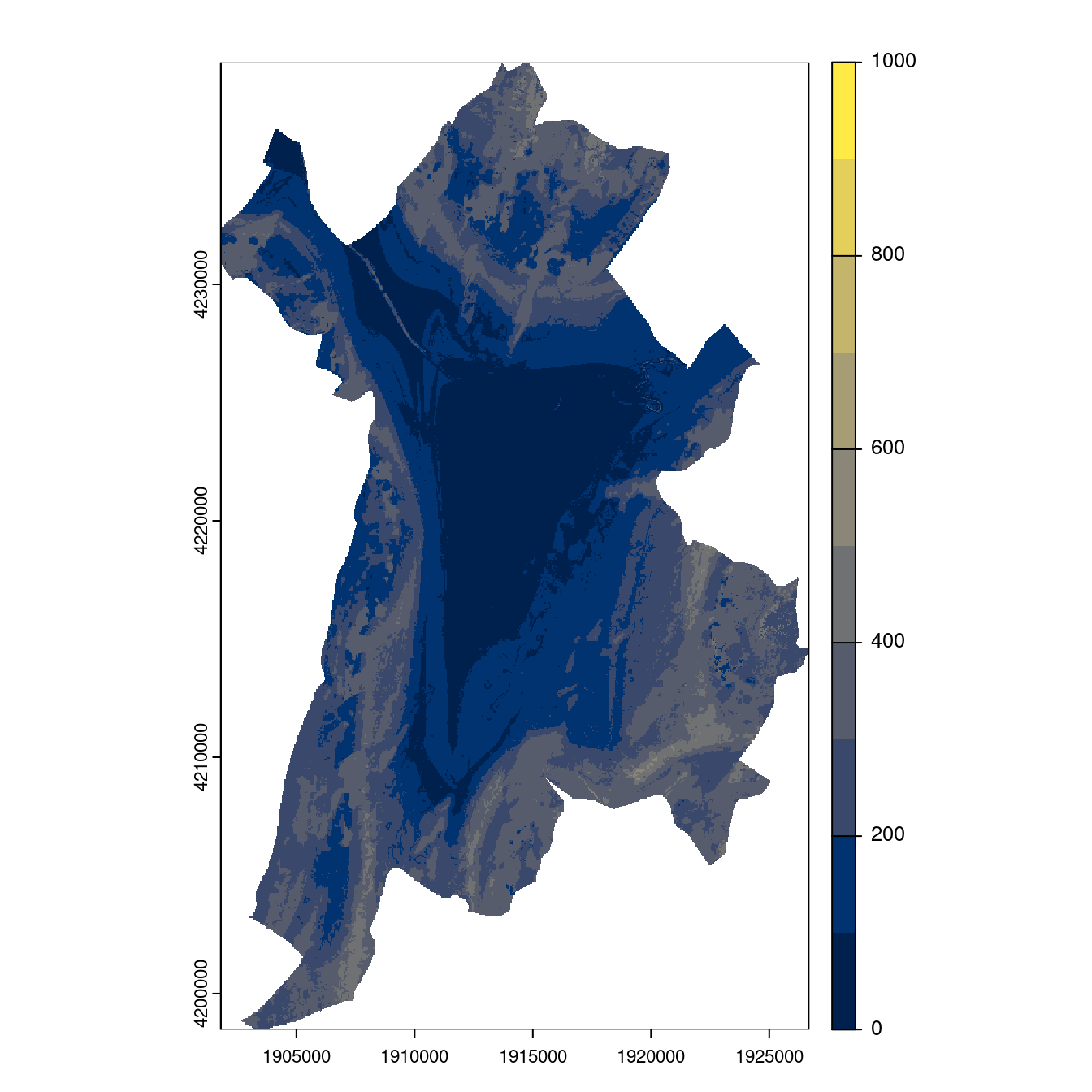 Projection des distributions potentielles contemporaine et futures jusqu'à l'horizon 2100 sous le scénario SSP5-8.5 (modèle d'ensemble, GCM IPSL).