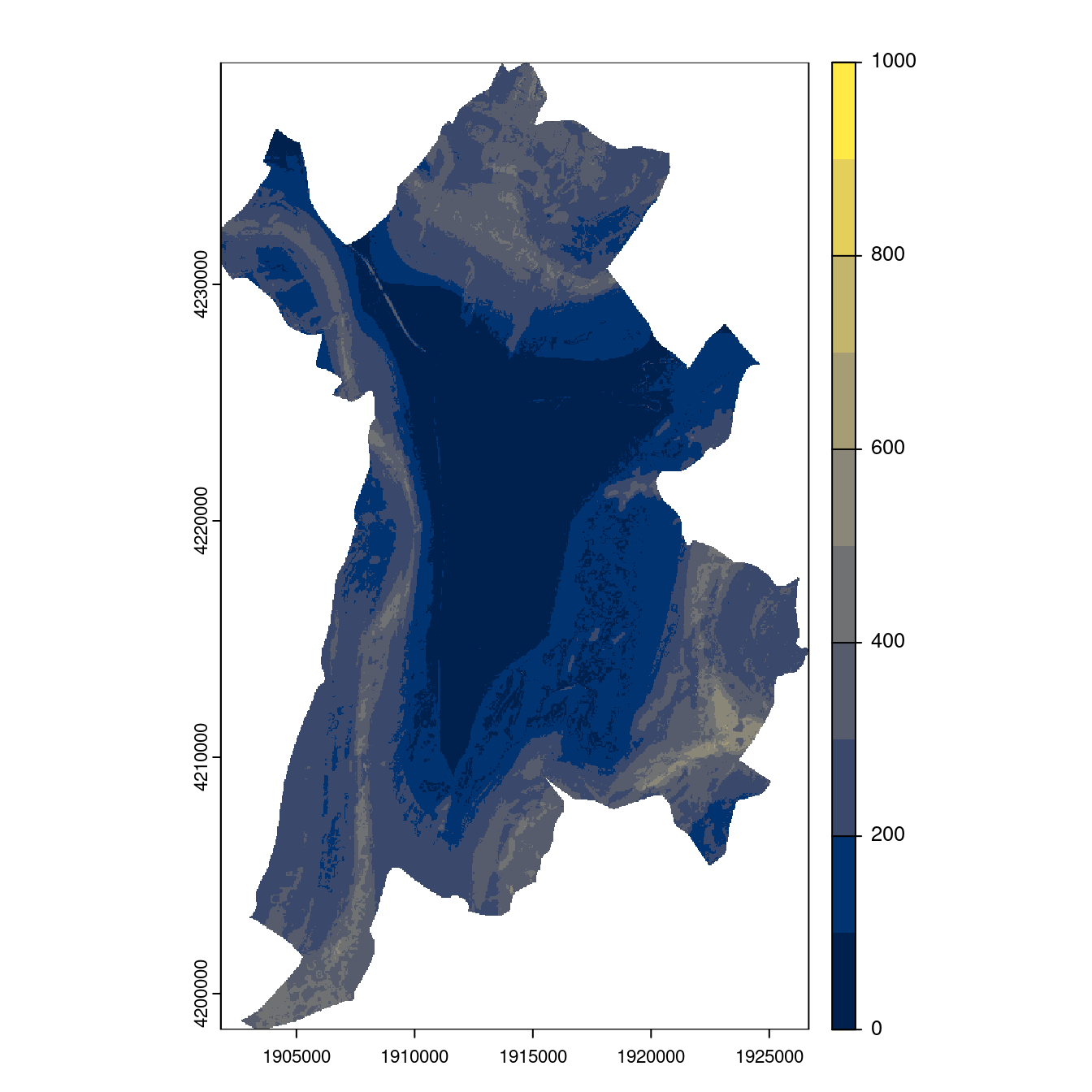 Projection des distributions potentielles contemporaine et futures jusqu'à l'horizon 2100 sous le scénario SSP5-8.5 (modèle d'ensemble, GCM IPSL).