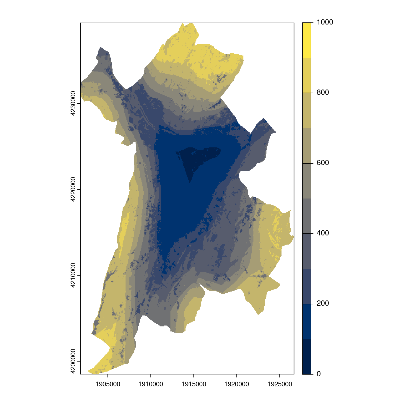 Projection des distributions potentielles contemporaine et futures jusqu'à l'horizon 2100 sous le scénario SSP5-8.5 (modèle d'ensemble, GCM IPSL).