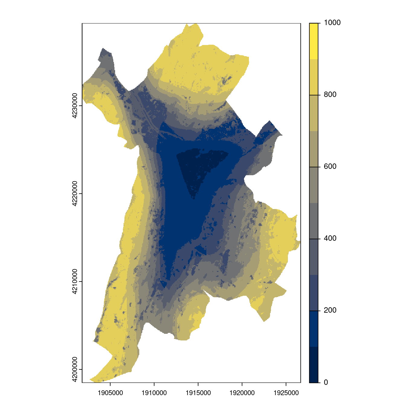 Projection des distributions potentielles contemporaine et futures jusqu'à l'horizon 2100 sous le scénario SSP5-8.5 (modèle d'ensemble, GCM IPSL).
