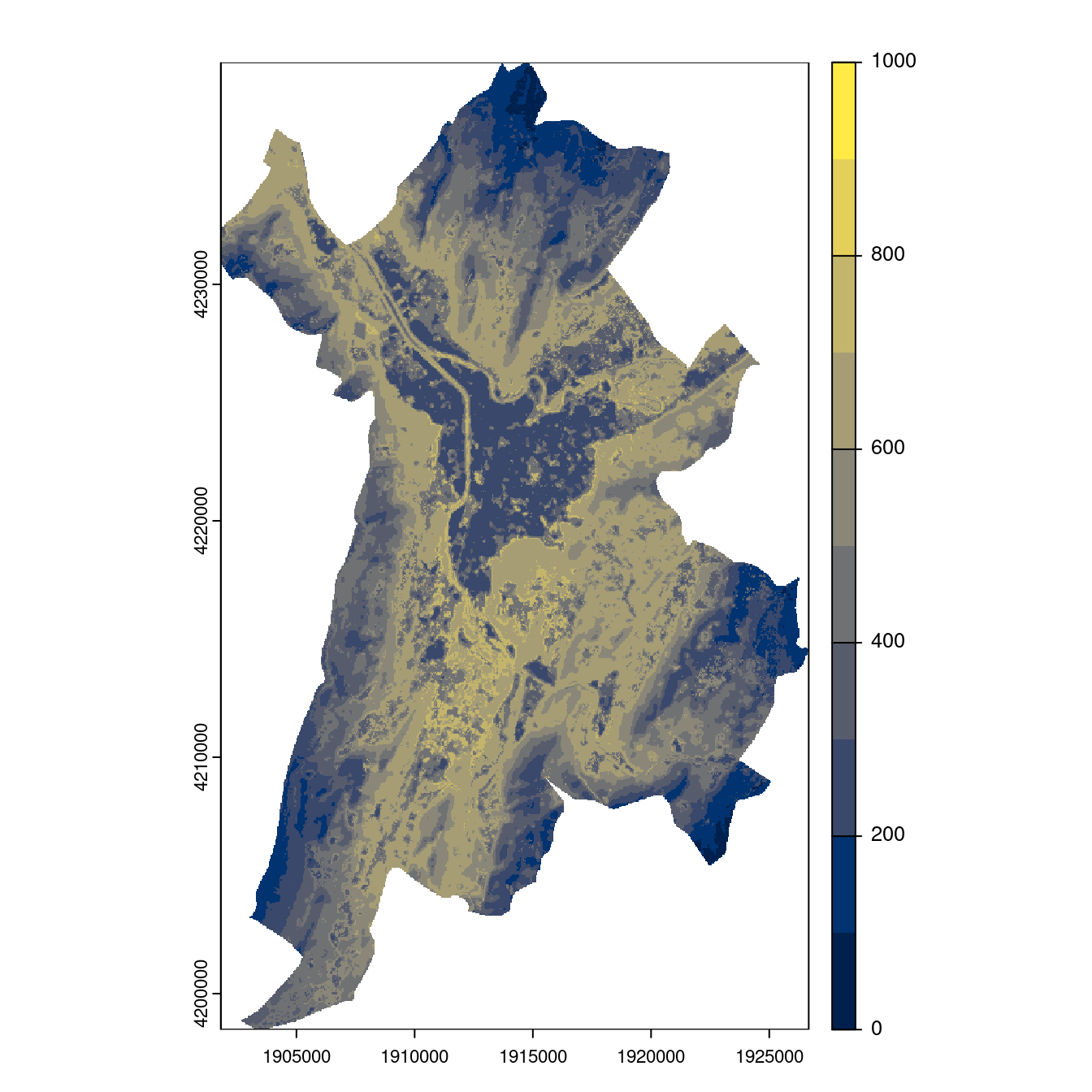 Projection des distributions potentielles contemporaine et futures jusqu'à l'horizon 2100 sous le scénario SSP5-8.5 (modèle d'ensemble, GCM IPSL).