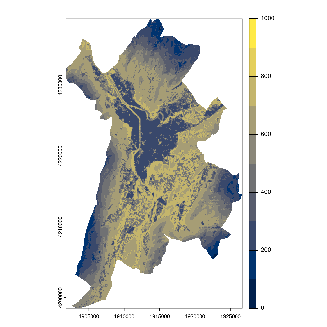 Projection des distributions potentielles contemporaine et futures jusqu'à l'horizon 2100 sous le scénario SSP5-8.5 (modèle d'ensemble, GCM IPSL).