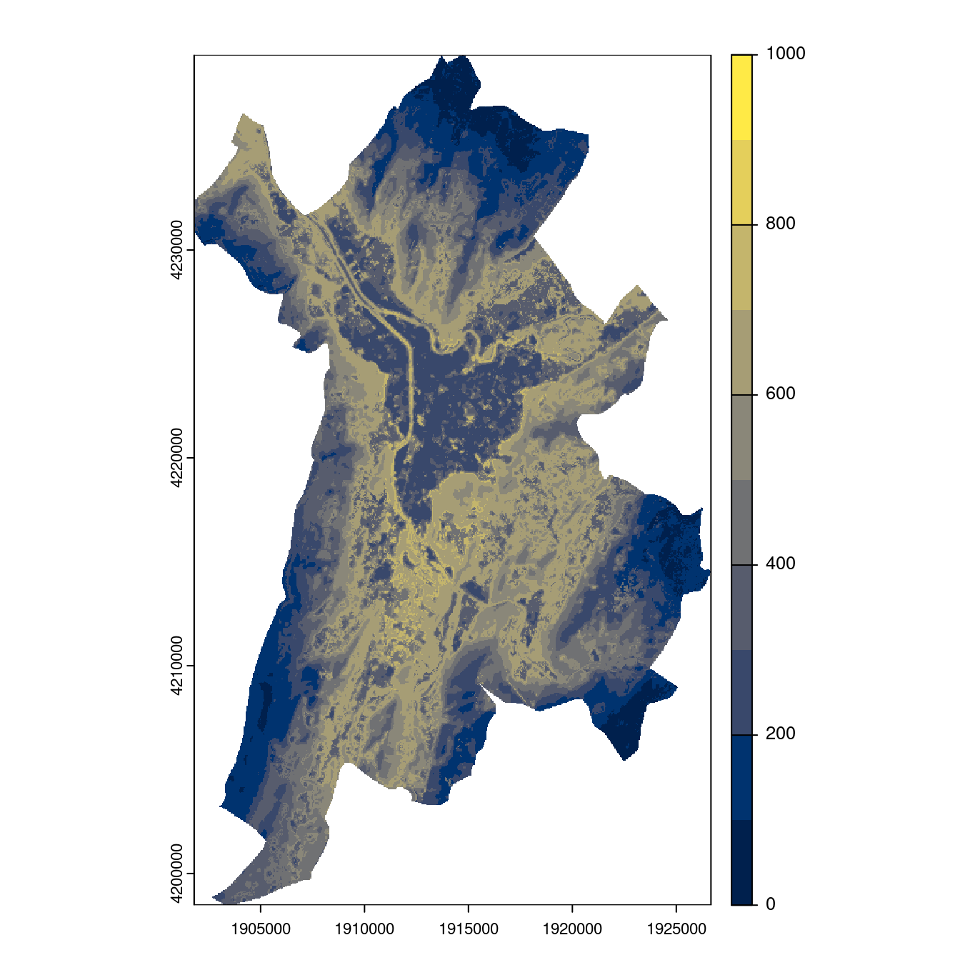 Projection des distributions potentielles contemporaine et futures jusqu'à l'horizon 2100 sous le scénario SSP5-8.5 (modèle d'ensemble, GCM IPSL).