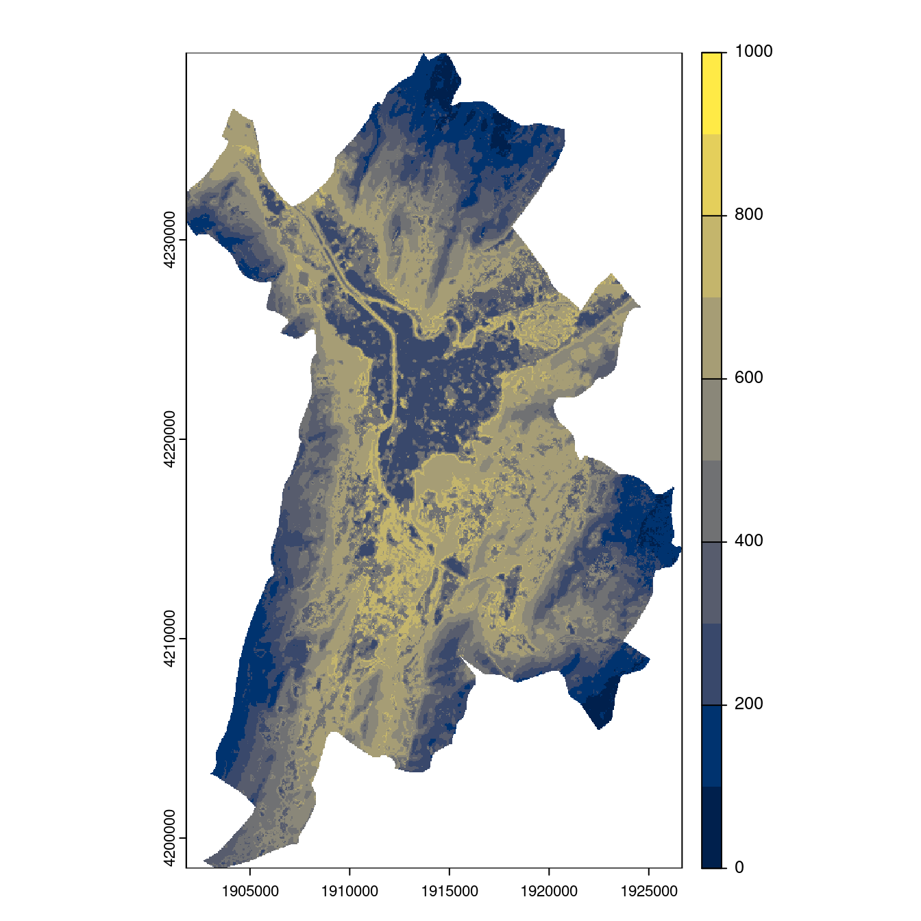 Projection des distributions potentielles contemporaine et futures jusqu'à l'horizon 2100 sous le scénario SSP5-8.5 (modèle d'ensemble, GCM IPSL).