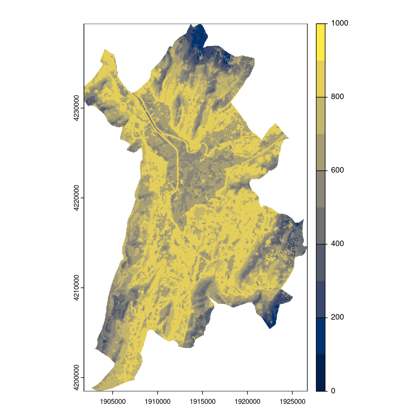 Projection des distributions potentielles contemporaine et futures jusqu'à l'horizon 2100 sous le scénario SSP5-8.5 (modèle d'ensemble, GCM IPSL).