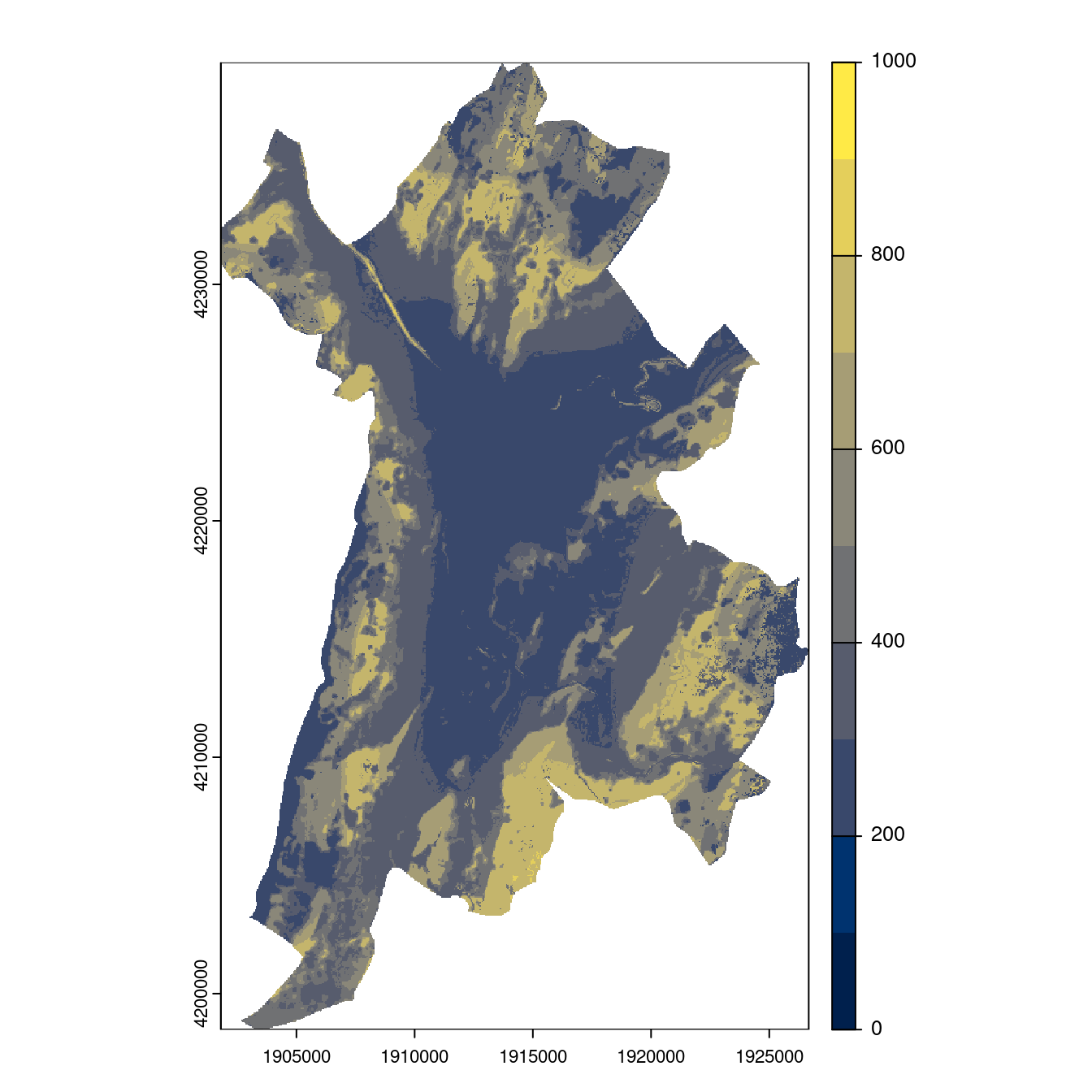 Projection des distributions potentielles contemporaine et futures jusqu'à l'horizon 2100 sous le scénario SSP5-8.5 (modèle d'ensemble, GCM IPSL).