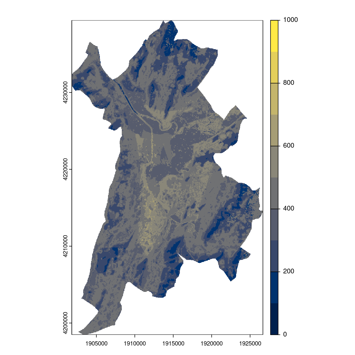 Projection des distributions potentielles contemporaine et futures jusqu'à l'horizon 2100 sous le scénario SSP5-8.5 (modèle d'ensemble, GCM IPSL).