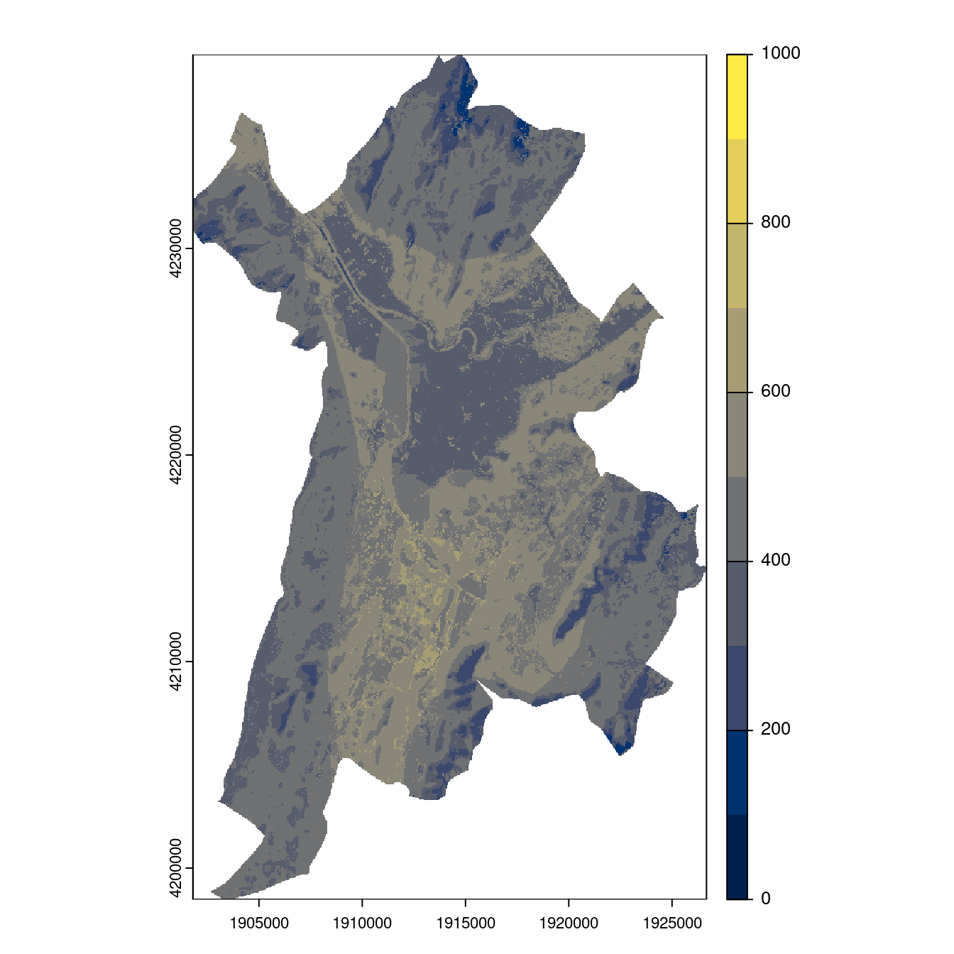 Projection des distributions potentielles contemporaine et futures jusqu'à l'horizon 2100 sous le scénario SSP5-8.5 (modèle d'ensemble, GCM IPSL).