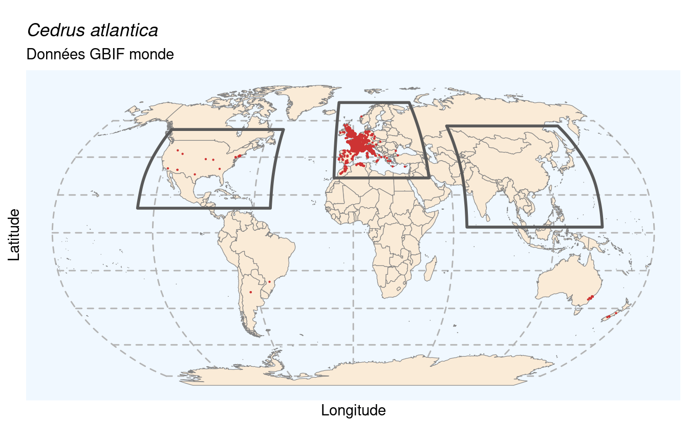 Occurrences de Cedrus atlantica dans le monde.