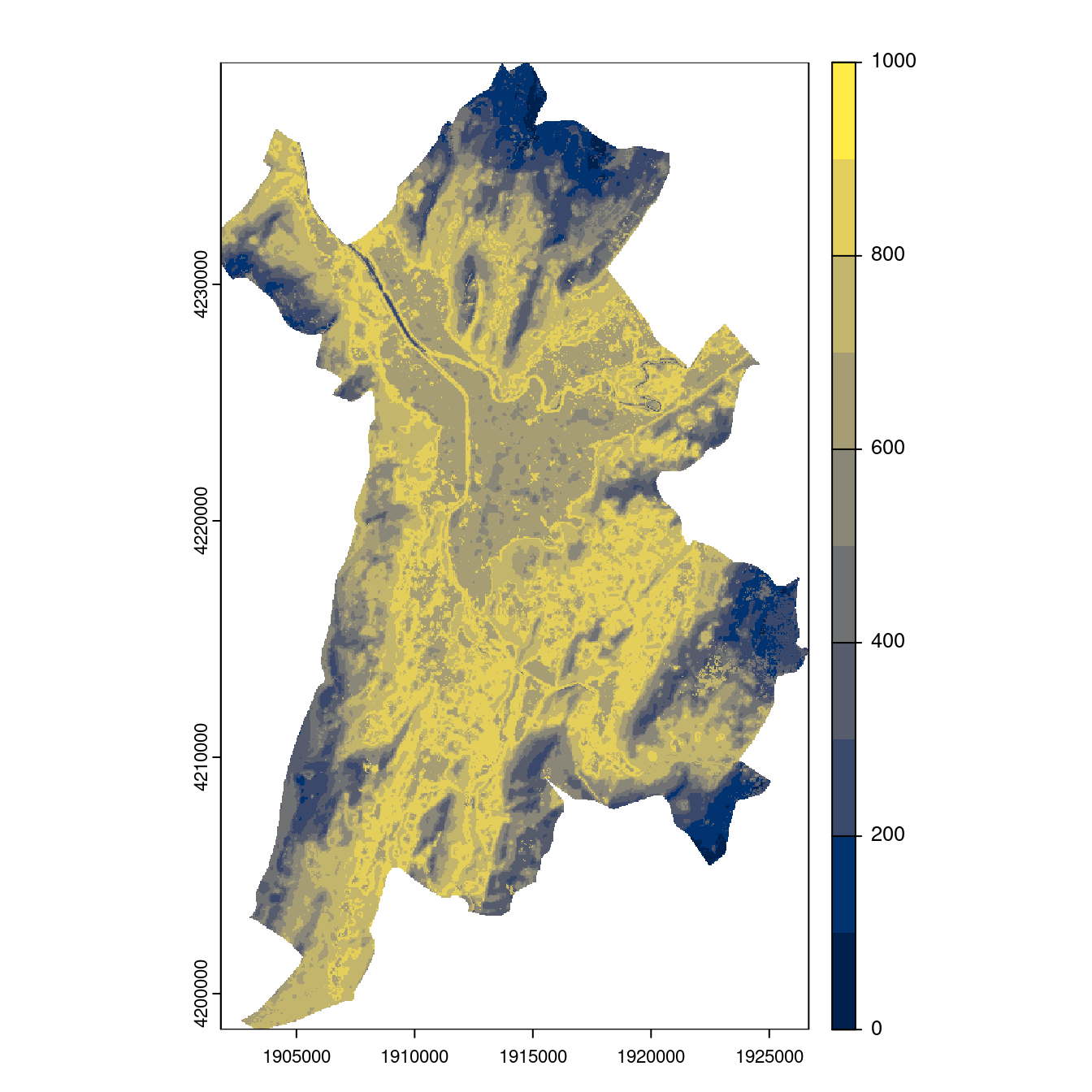 Projection des distributions potentielles contemporaine et futures jusqu'à l'horizon 2100 sous le scénario SSP5-8.5 (modèle d'ensemble, GCM IPSL).