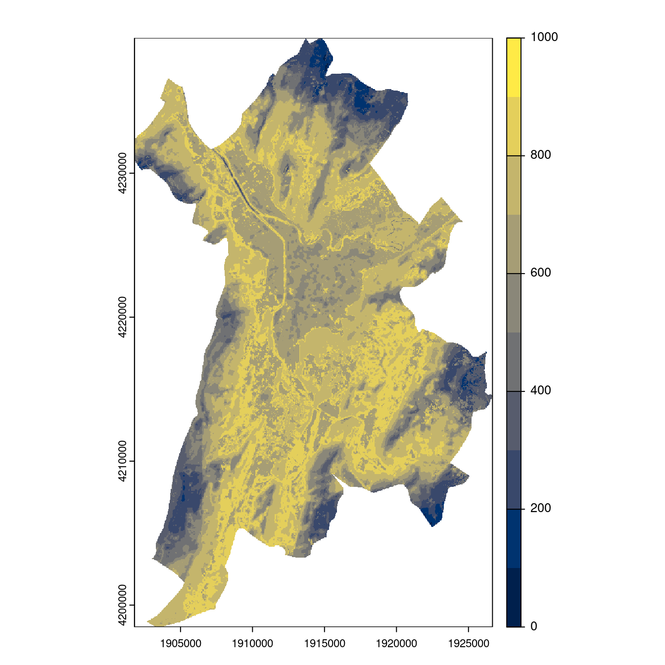 Projection des distributions potentielles contemporaine et futures jusqu'à l'horizon 2100 sous le scénario SSP5-8.5 (modèle d'ensemble, GCM IPSL).