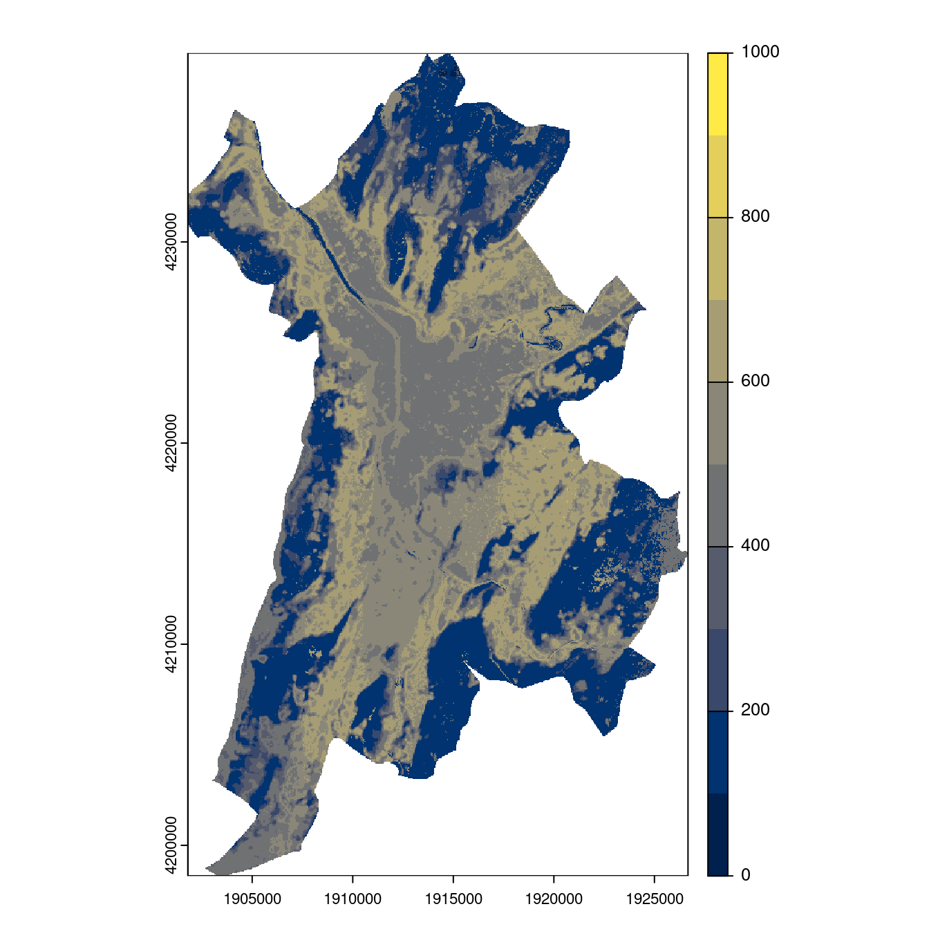 Projection des distributions potentielles contemporaine et futures jusqu'à l'horizon 2100 sous le scénario SSP5-8.5 (modèle d'ensemble, GCM IPSL).