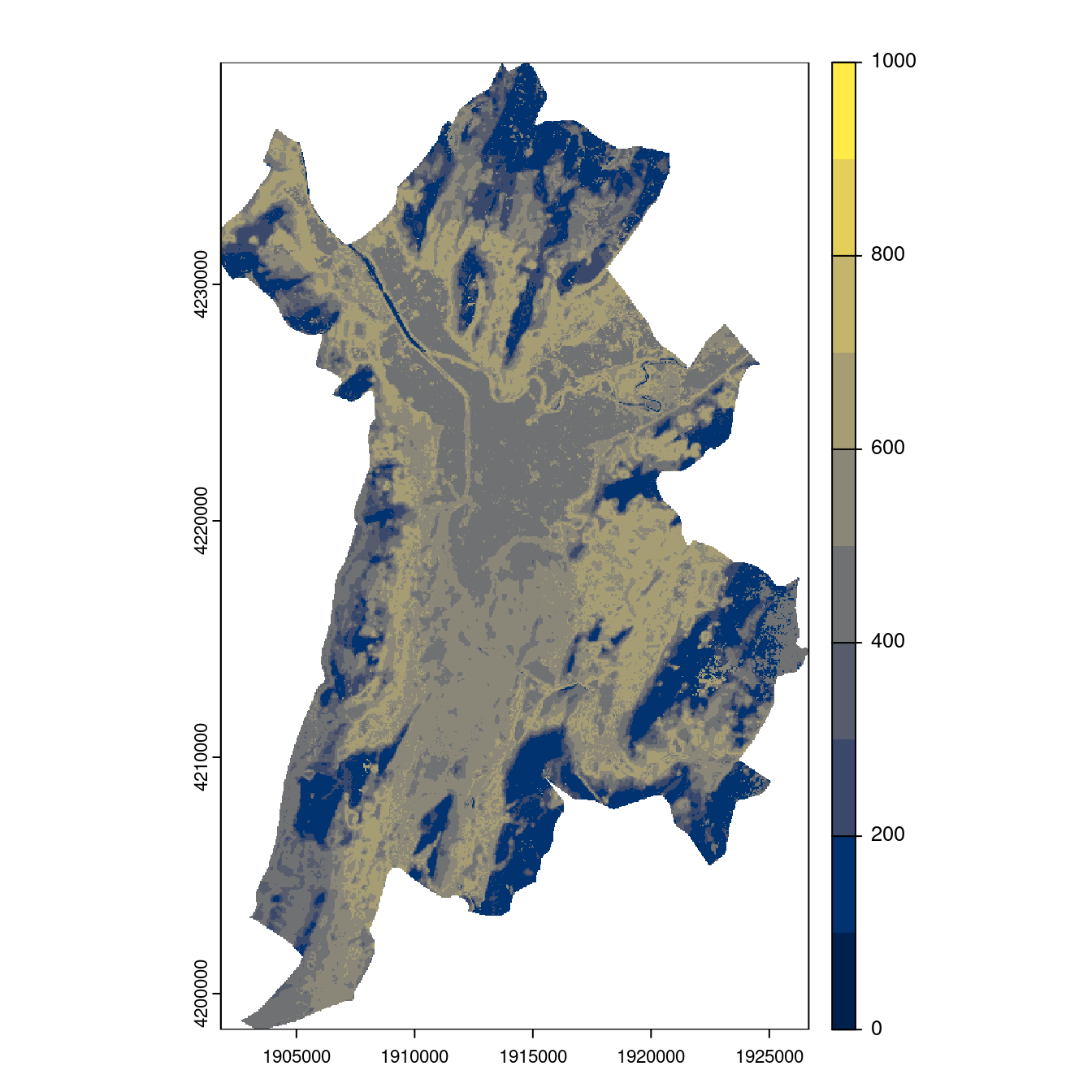 Projection des distributions potentielles contemporaine et futures jusqu'à l'horizon 2100 sous le scénario SSP5-8.5 (modèle d'ensemble, GCM IPSL).