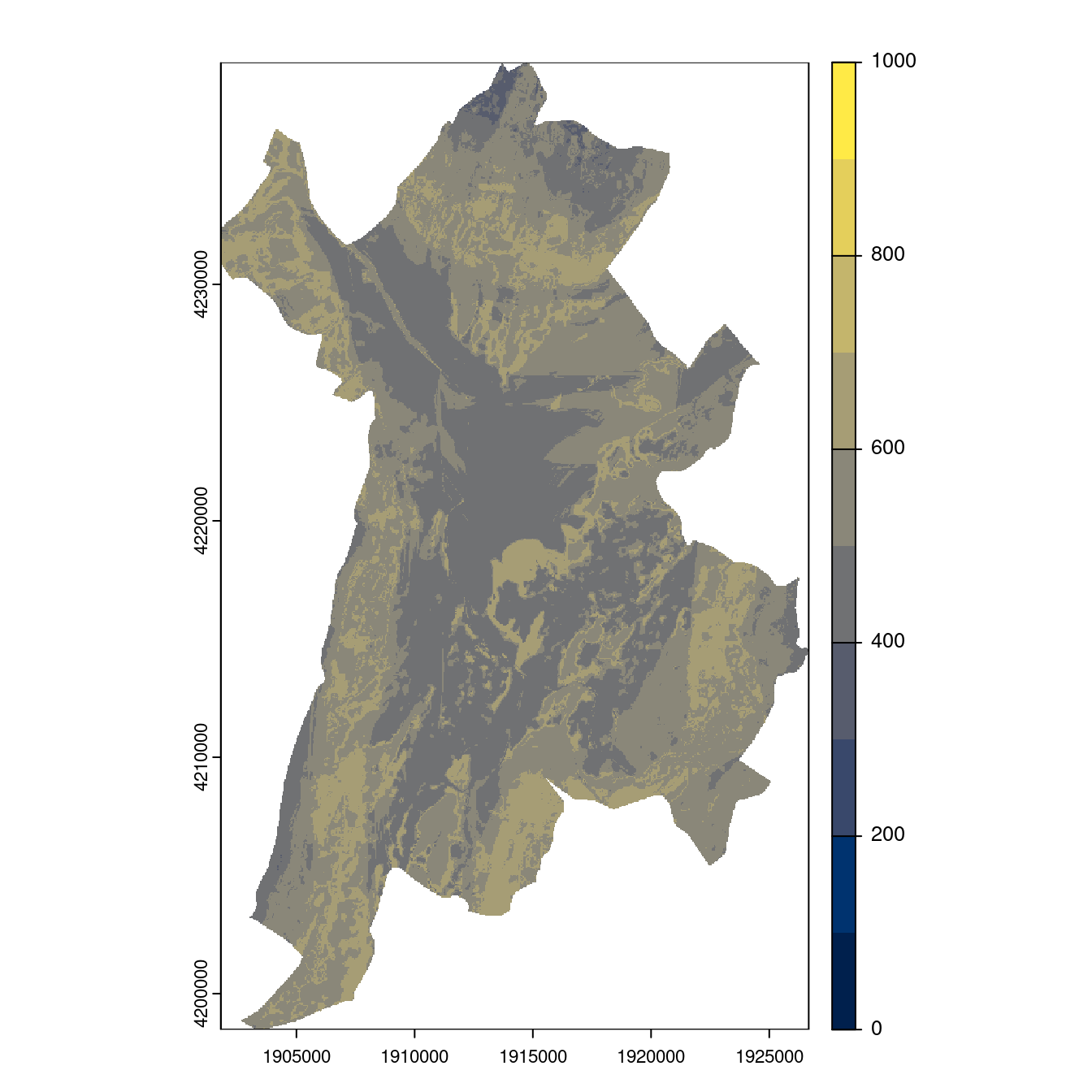 Projection des distributions potentielles contemporaine et futures jusqu'à l'horizon 2100 sous le scénario SSP5-8.5 (modèle d'ensemble, GCM IPSL).