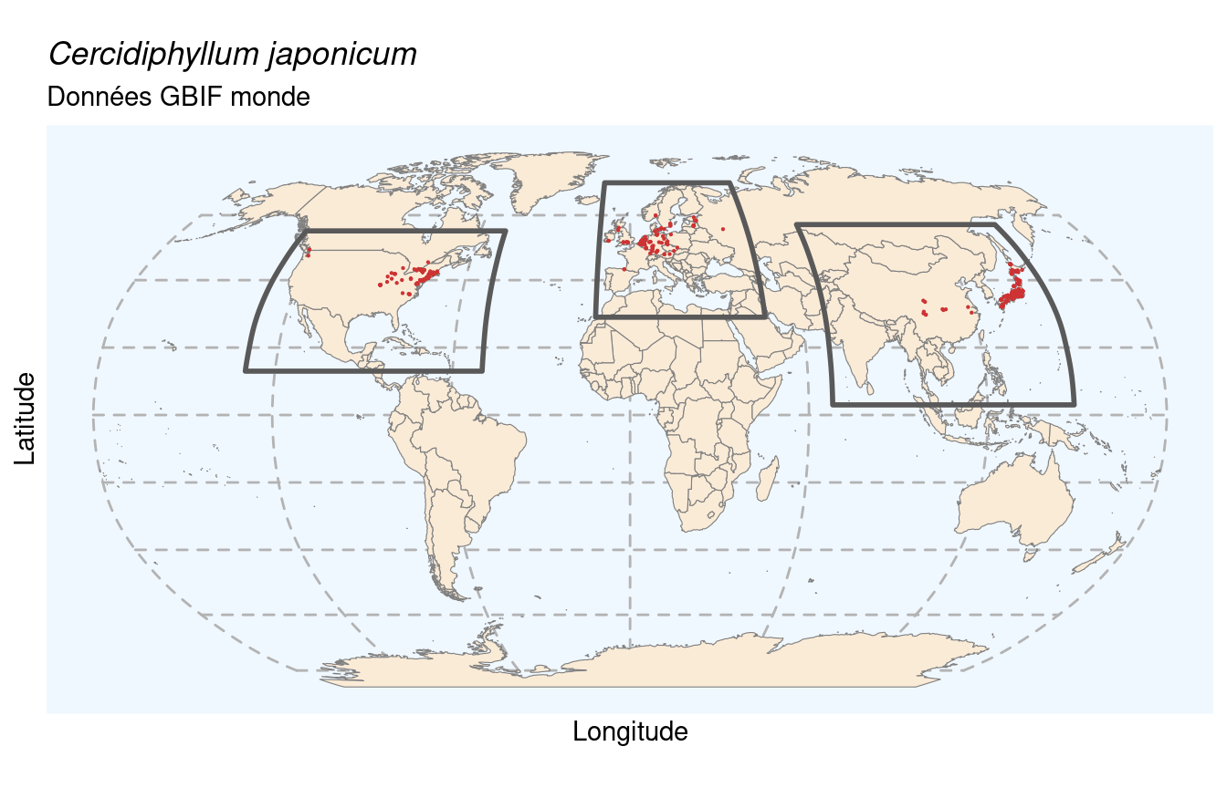 Occurrences de Cercidiphyllum japonicum dans le monde.