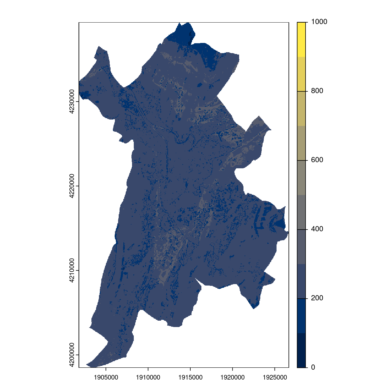 Projection des distributions potentielles contemporaine et futures jusqu'à l'horizon 2100 sous le scénario SSP5-8.5 (modèle d'ensemble, GCM IPSL).