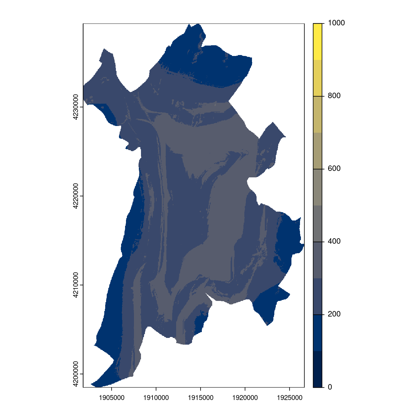 Projection des distributions potentielles contemporaine et futures jusqu'à l'horizon 2100 sous le scénario SSP5-8.5 (modèle d'ensemble, GCM IPSL).