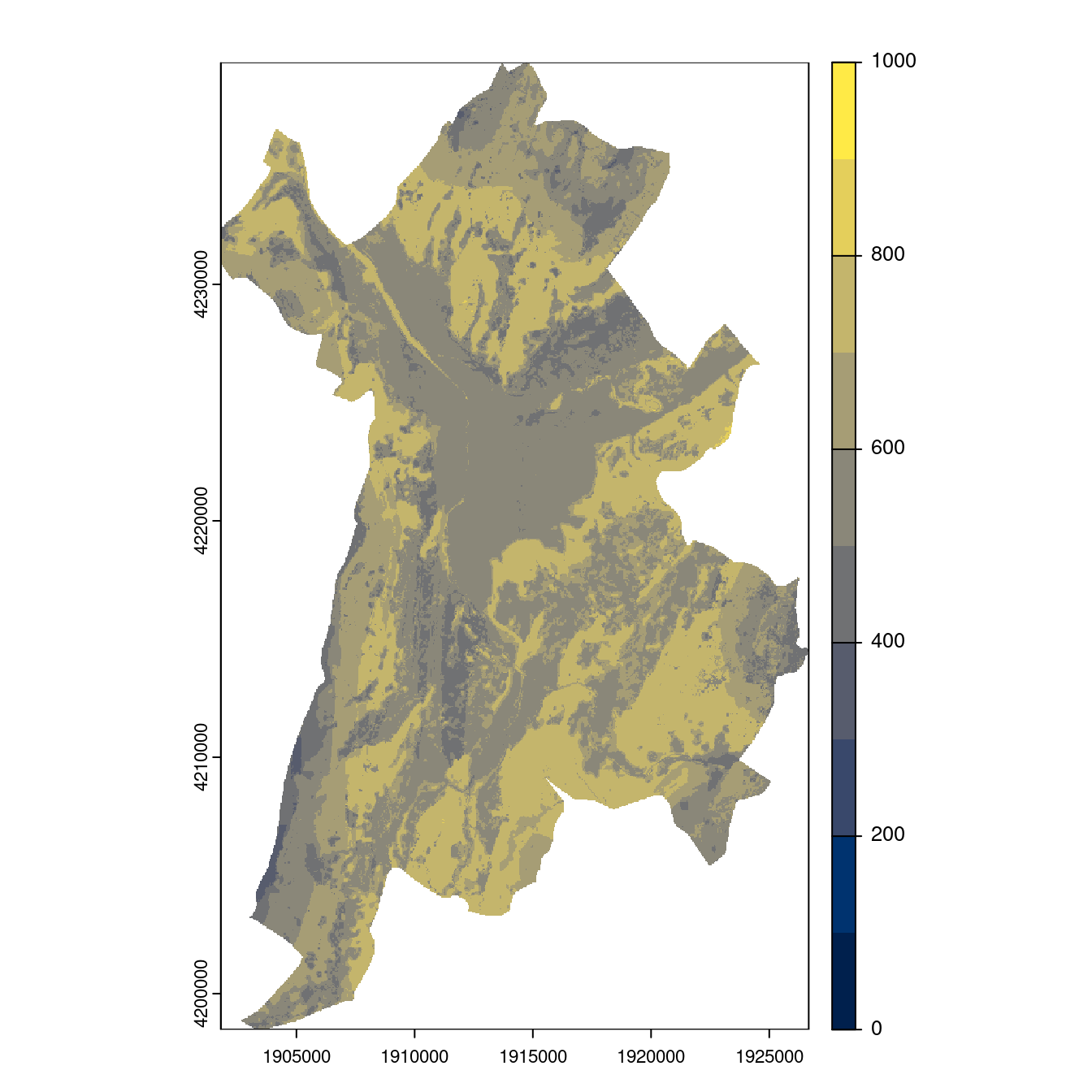 Projection des distributions potentielles contemporaine et futures jusqu'à l'horizon 2100 sous le scénario SSP5-8.5 (modèle d'ensemble, GCM IPSL).