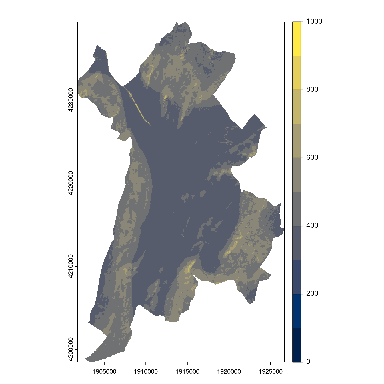 Projection des distributions potentielles contemporaine et futures jusqu'à l'horizon 2100 sous le scénario SSP5-8.5 (modèle d'ensemble, GCM IPSL).
