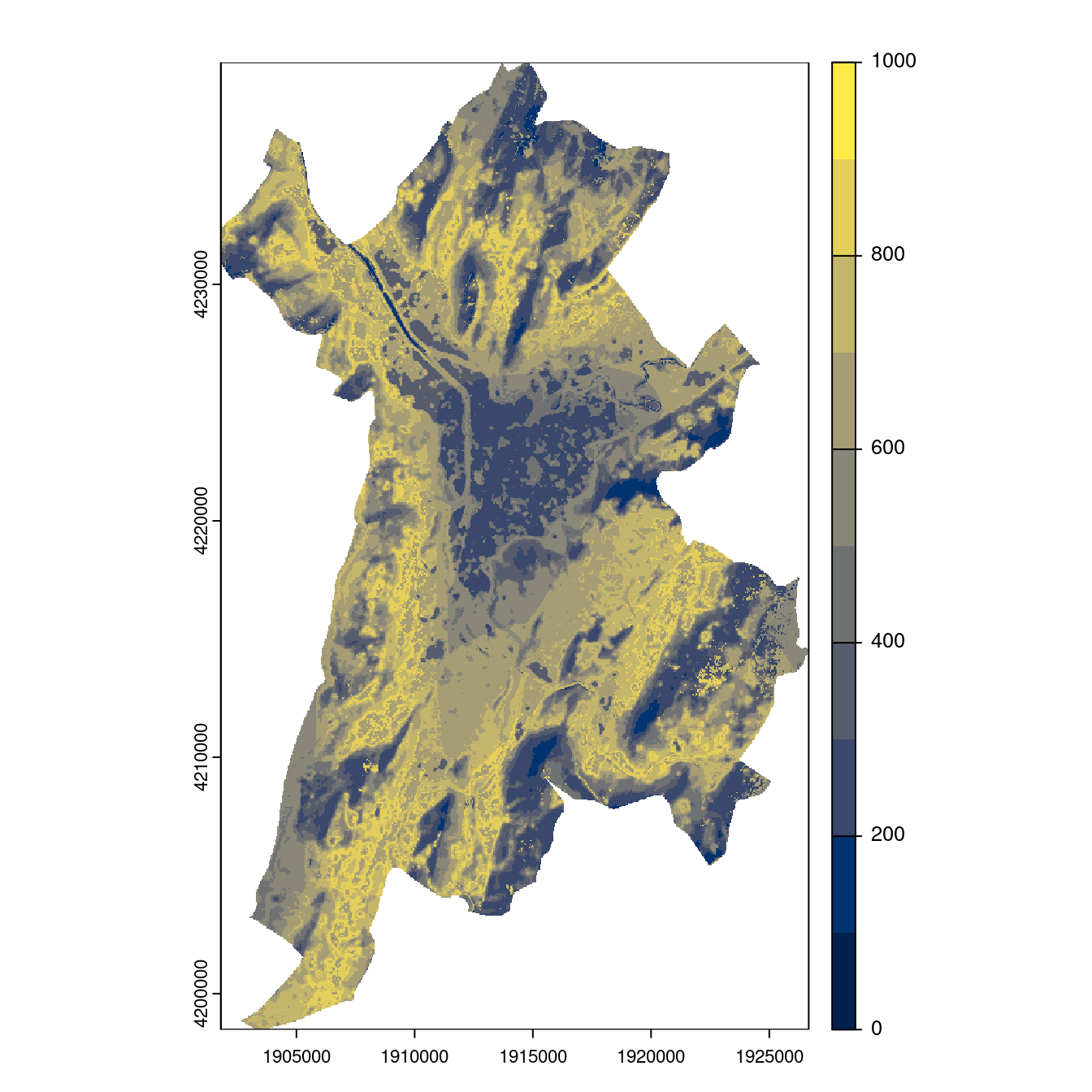 Projection des distributions potentielles contemporaine et futures jusqu'à l'horizon 2100 sous le scénario SSP5-8.5 (modèle d'ensemble, GCM IPSL).