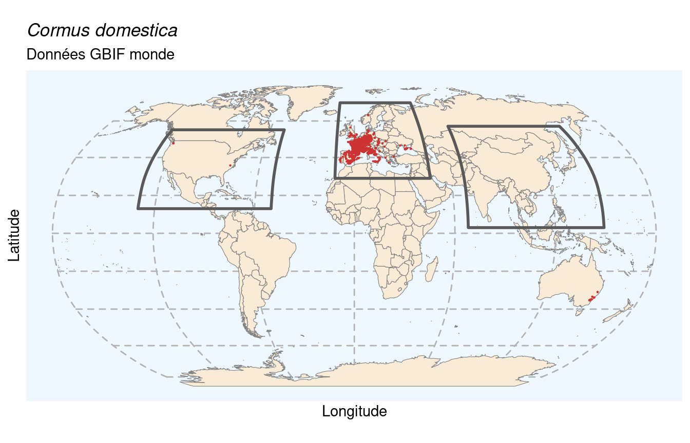 Occurrences de Cormus domestica dans le monde.