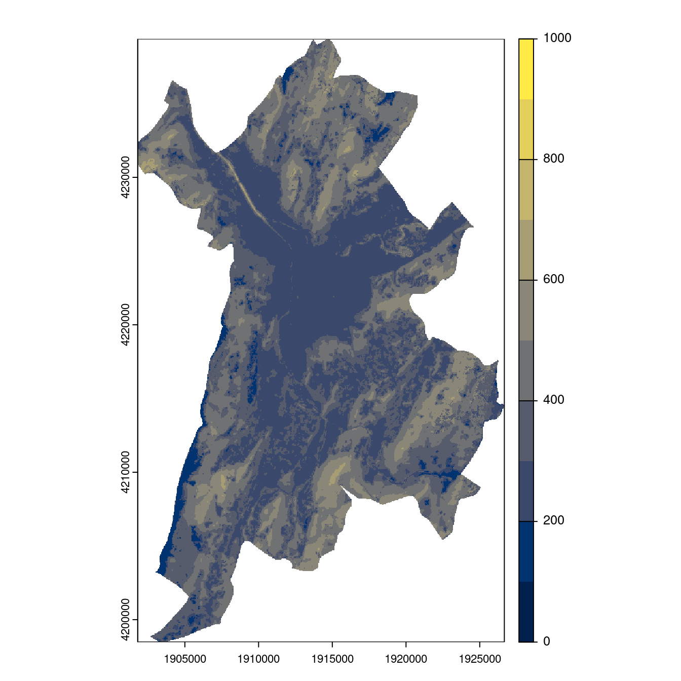 Projection des distributions potentielles contemporaine et futures jusqu'à l'horizon 2100 sous le scénario SSP5-8.5 (modèle d'ensemble, GCM IPSL).
