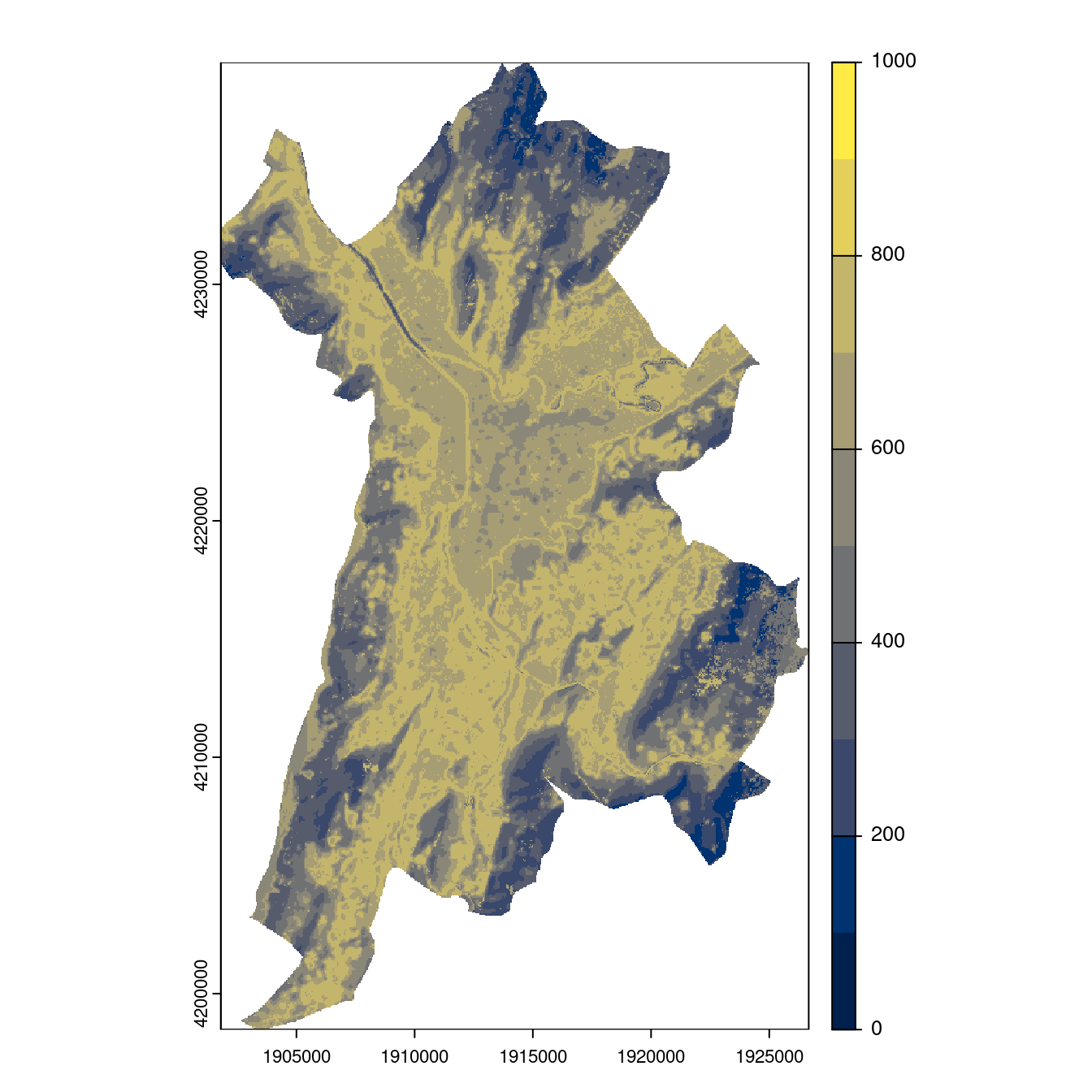 Projection des distributions potentielles contemporaine et futures jusqu'à l'horizon 2100 sous le scénario SSP5-8.5 (modèle d'ensemble, GCM IPSL).